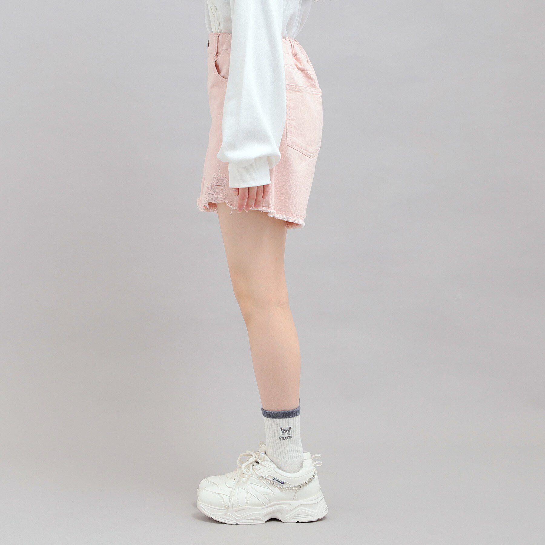 PINK-latte「デニムツイルダメージショートパンツ」|その他|