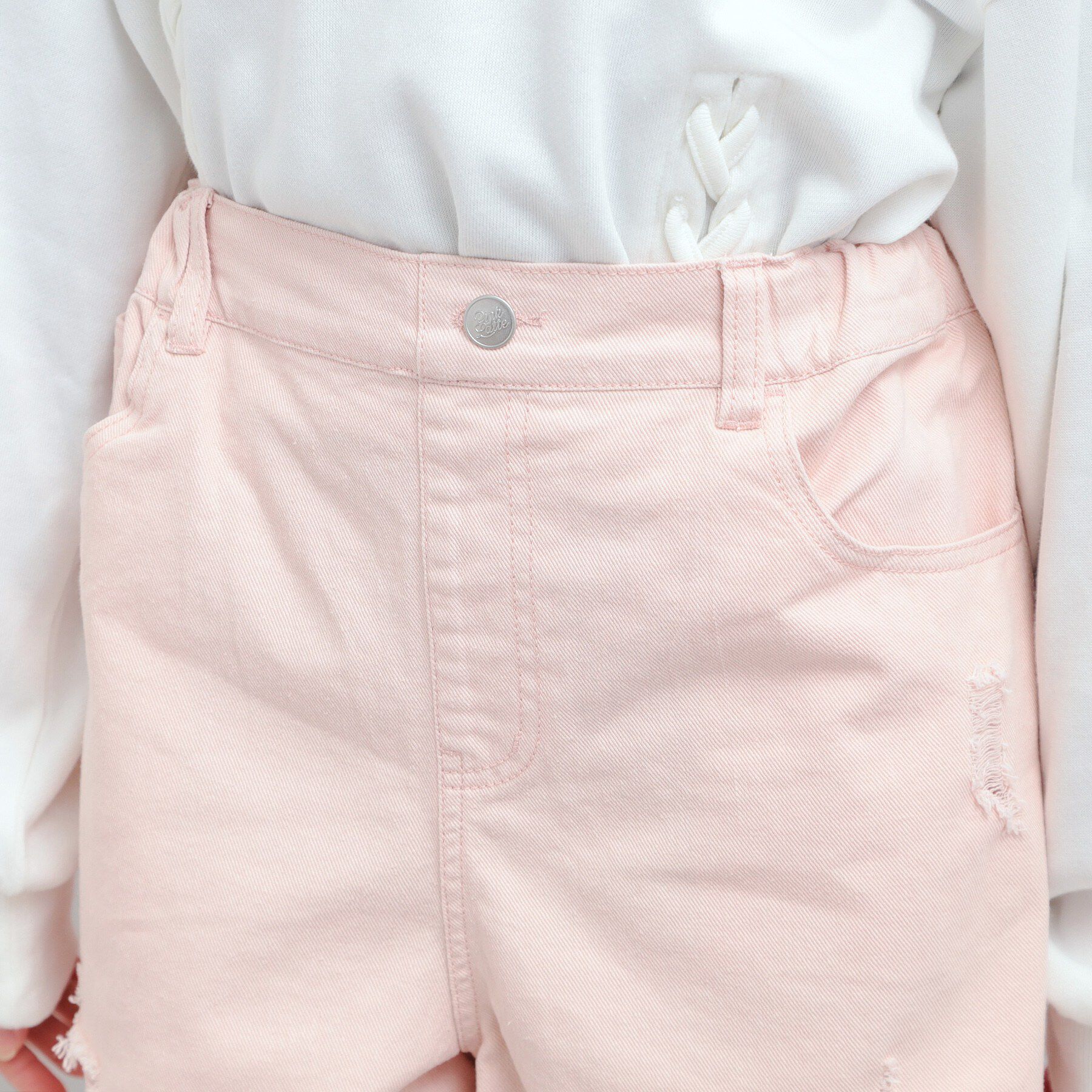 PINK-latte「デニムツイルダメージショートパンツ」|その他|