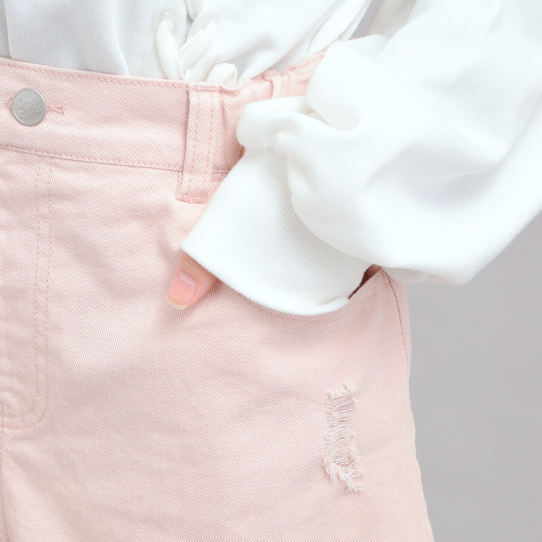 PINK-latte「デニムツイルダメージショートパンツ」|その他|