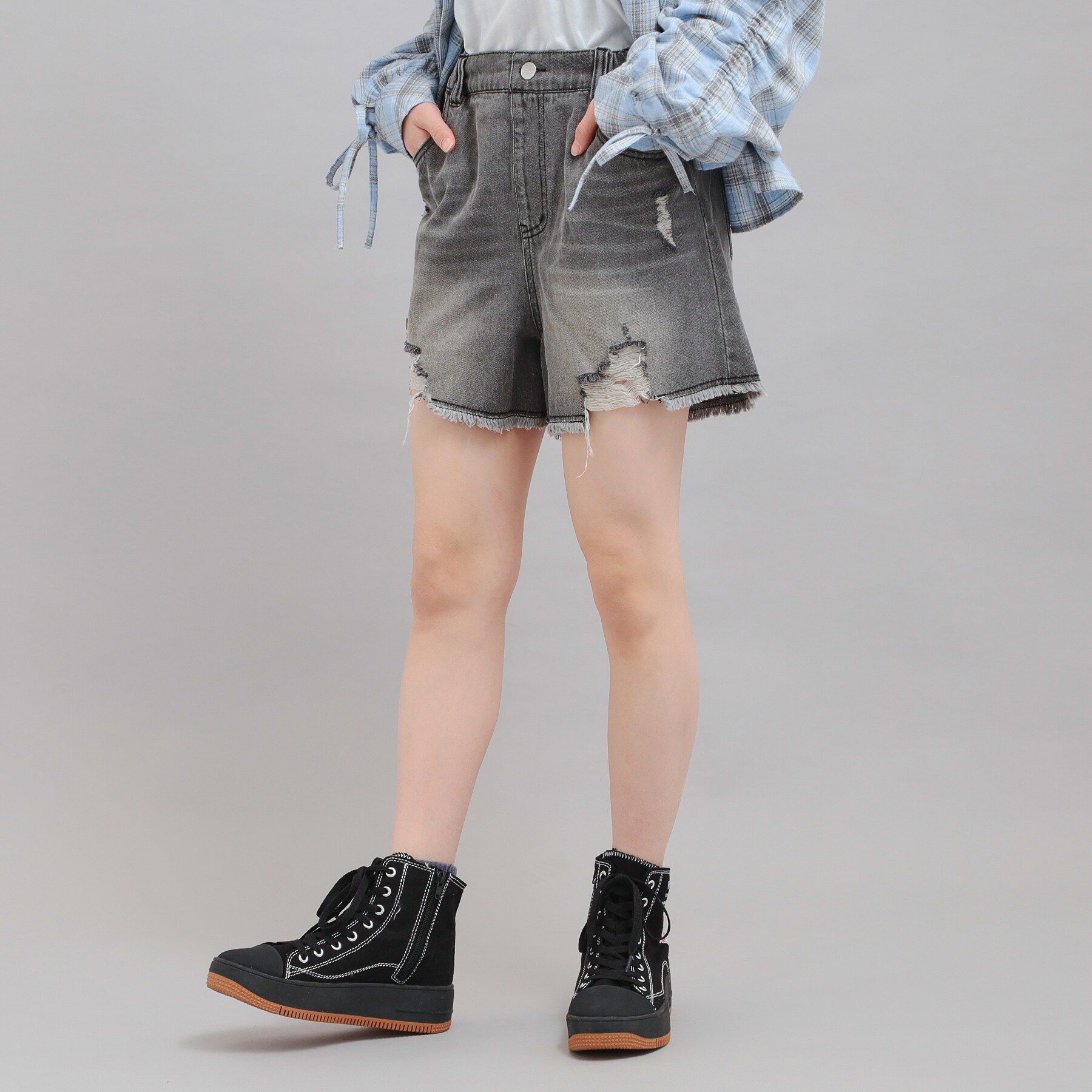 PINK-latte「デニムツイルダメージショートパンツ」|その他|