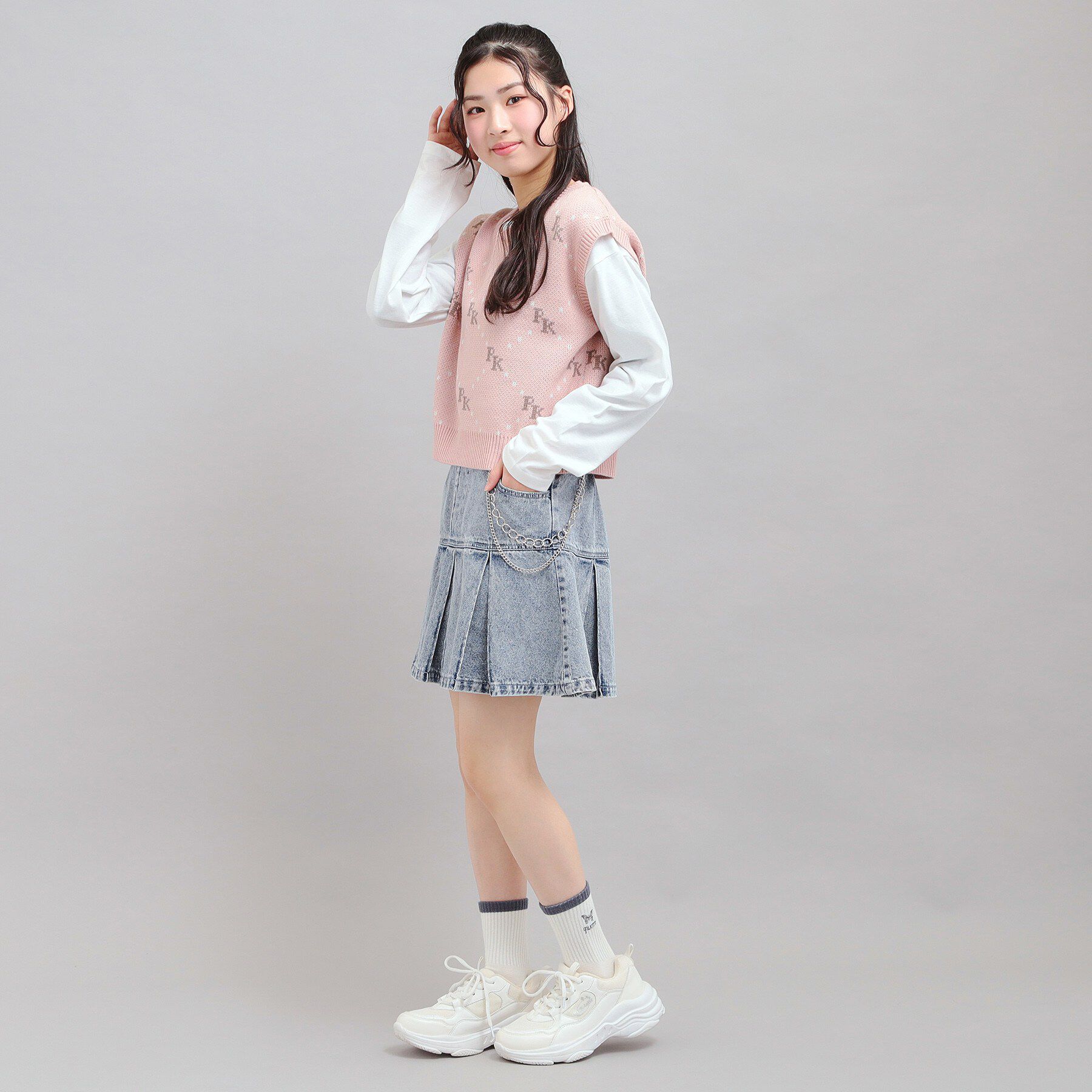 PINK-latte「チェーン付きプリーツスカート」|スカート|