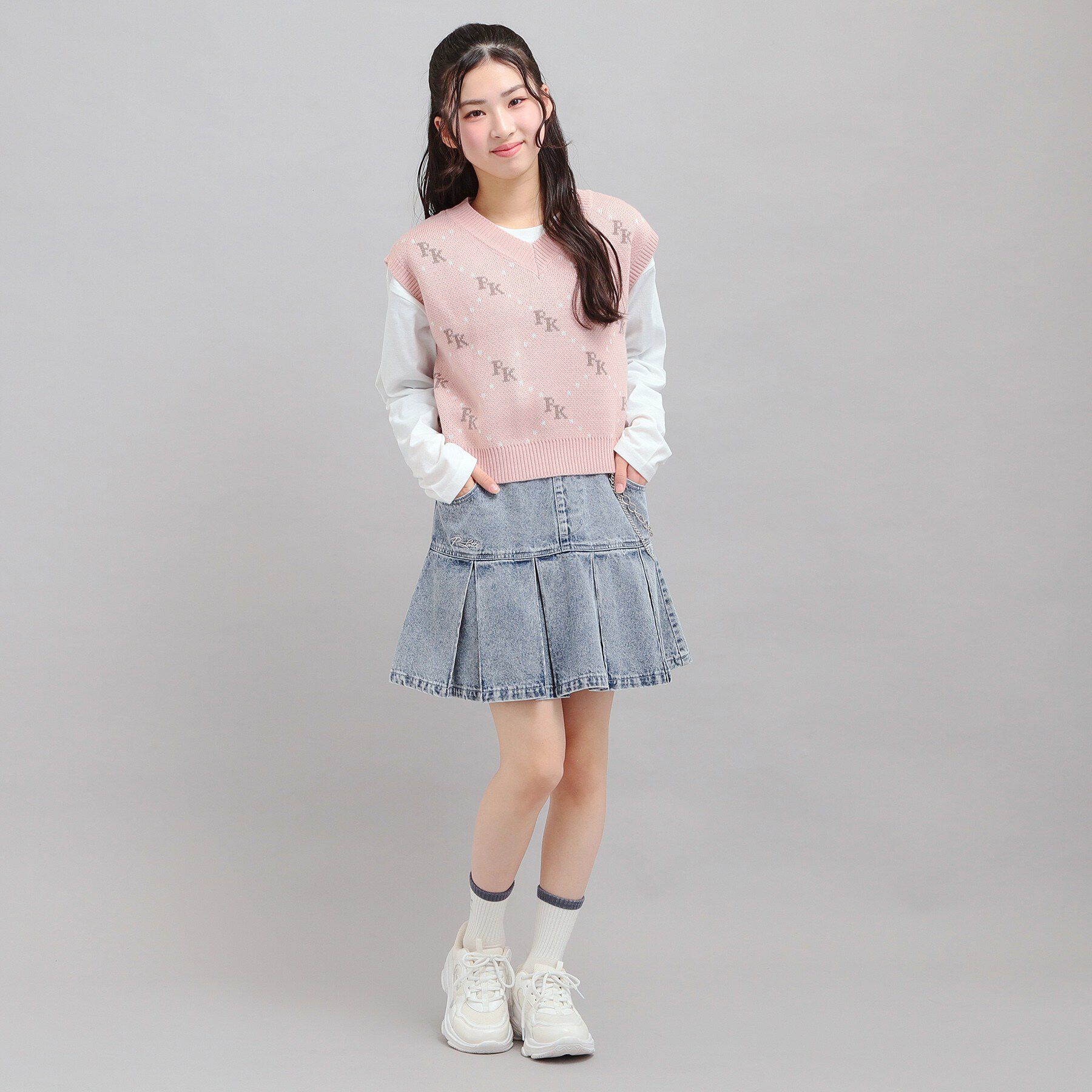 PINK-latte「チェーン付きプリーツスカート」|スカート|