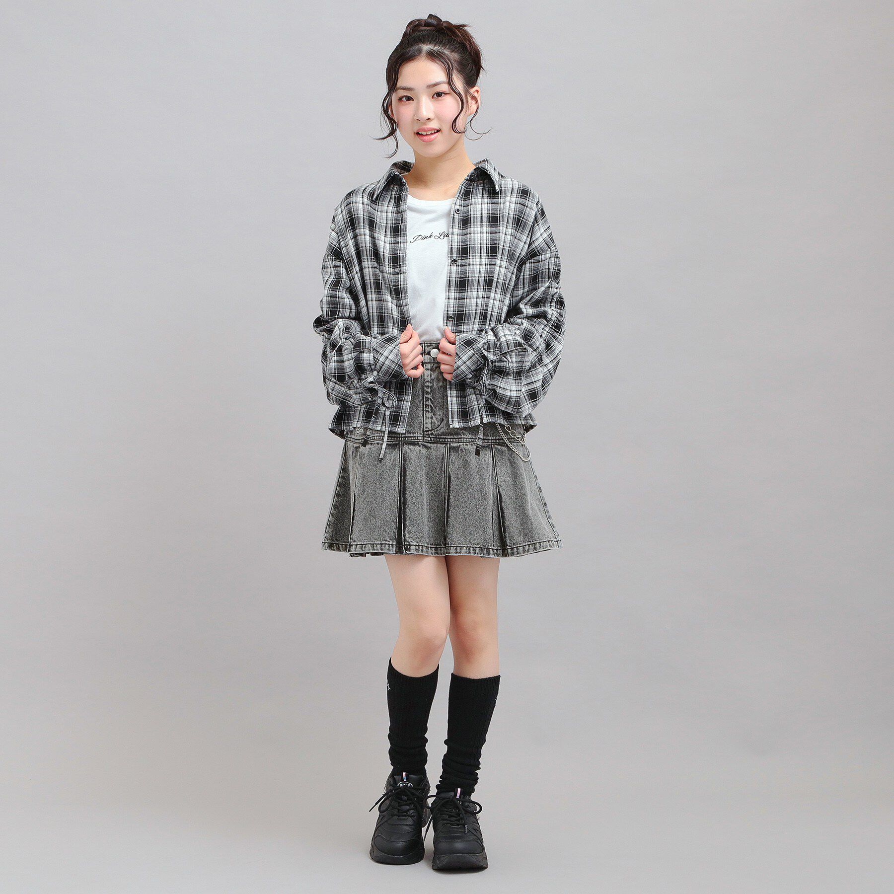 PINK-latte「チェーン付きプリーツスカート」|スカート|