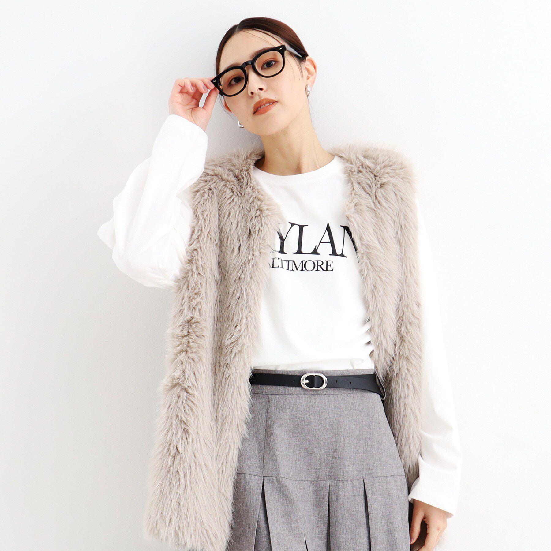 THE SHOP TK「ルーズシルエットロゴTシャツ【洗える】」|Tシャツ・カットソー|ホワイト(001)