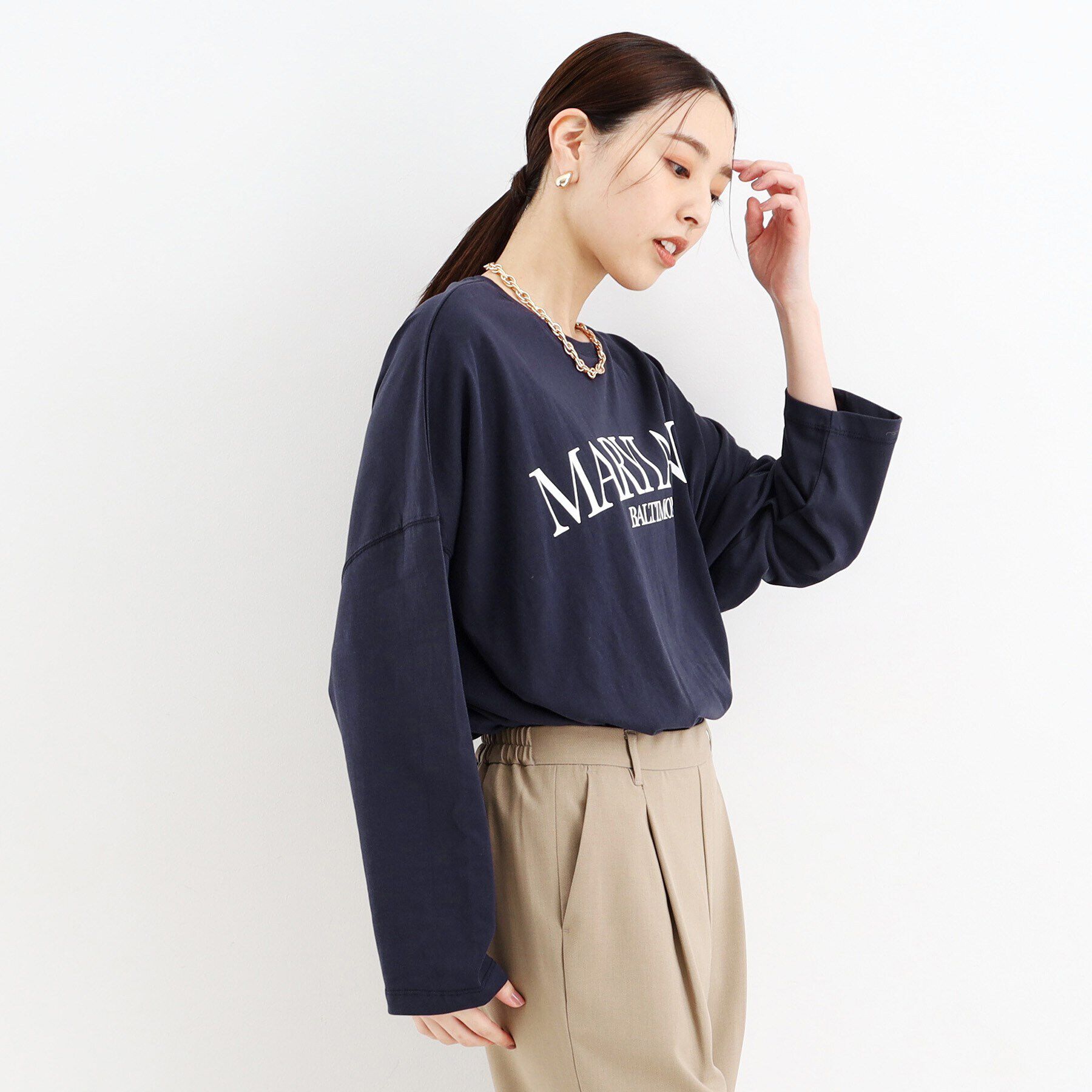 THE SHOP TK「ルーズシルエットロゴTシャツ【洗える】」|Tシャツ・カットソー|