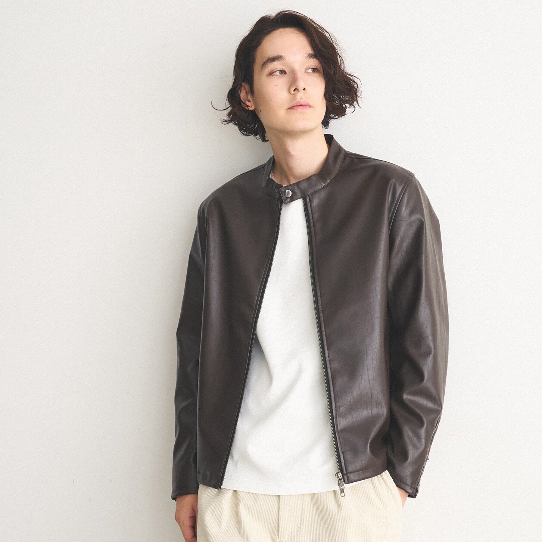 THE SHOP TK「ヴィンテージライクシングルライダース」|ライダースジャケット|ブラウン(044)