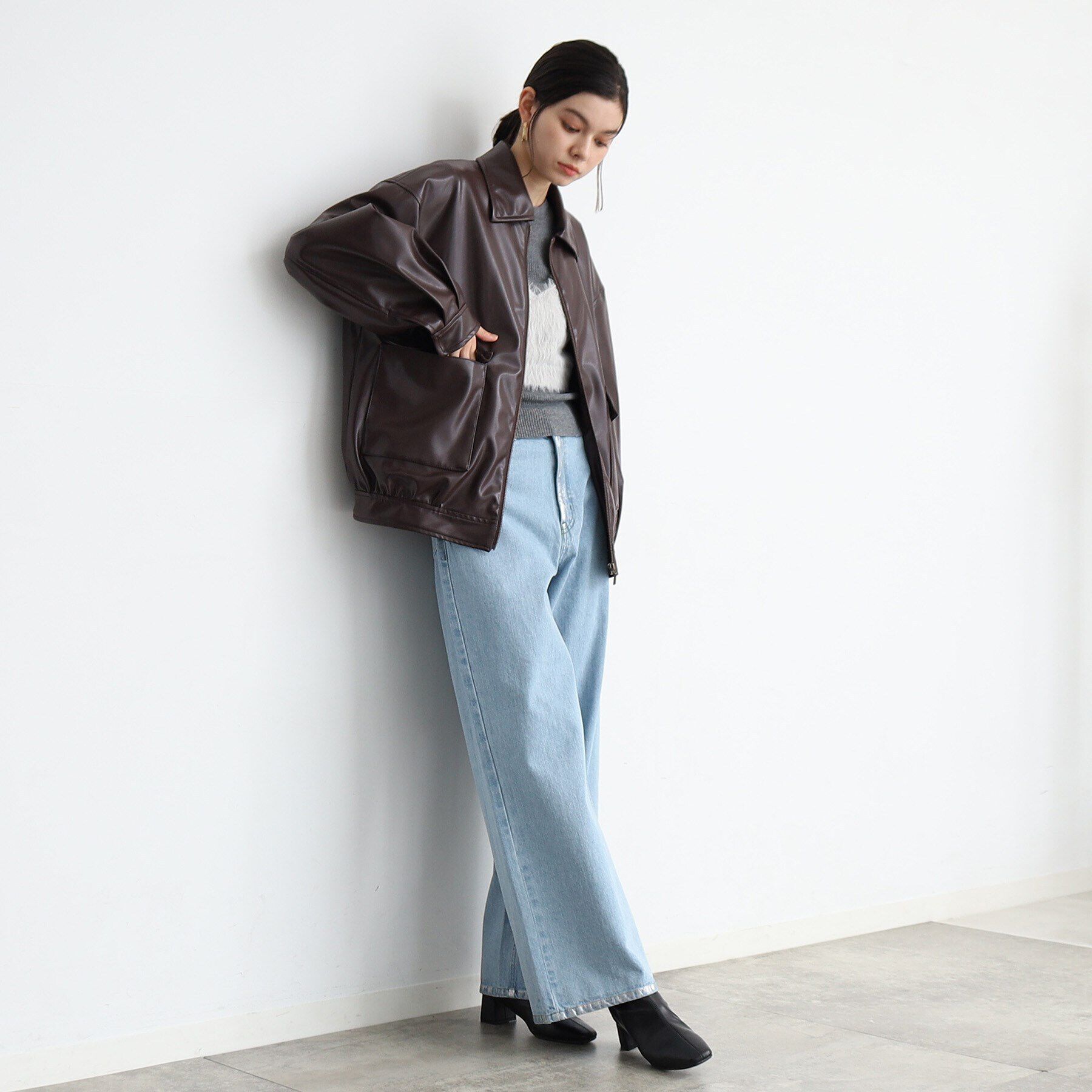 THE SHOP TK「【環境にやさしい】合皮BIGブルゾン」|ブルゾン・スタジャン|