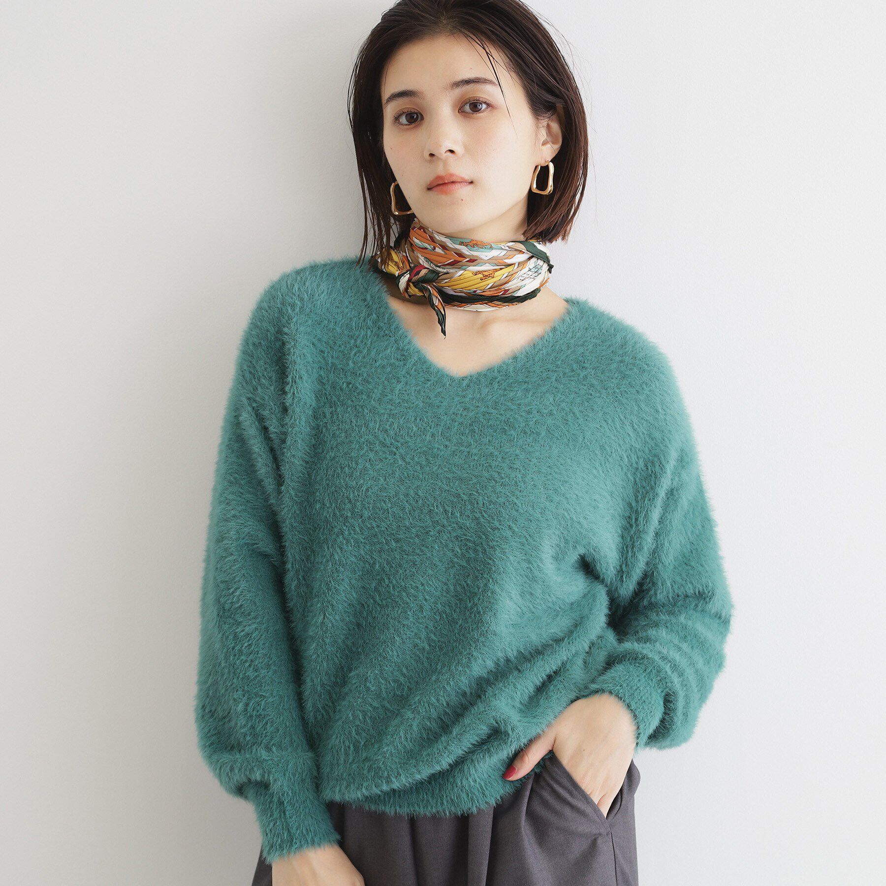 THE SHOP TK「【＠BAILA掲載】【前後2way】フェザーニット/洗える」|ニット・セーター|ｸﾞﾘｰﾝ(022)