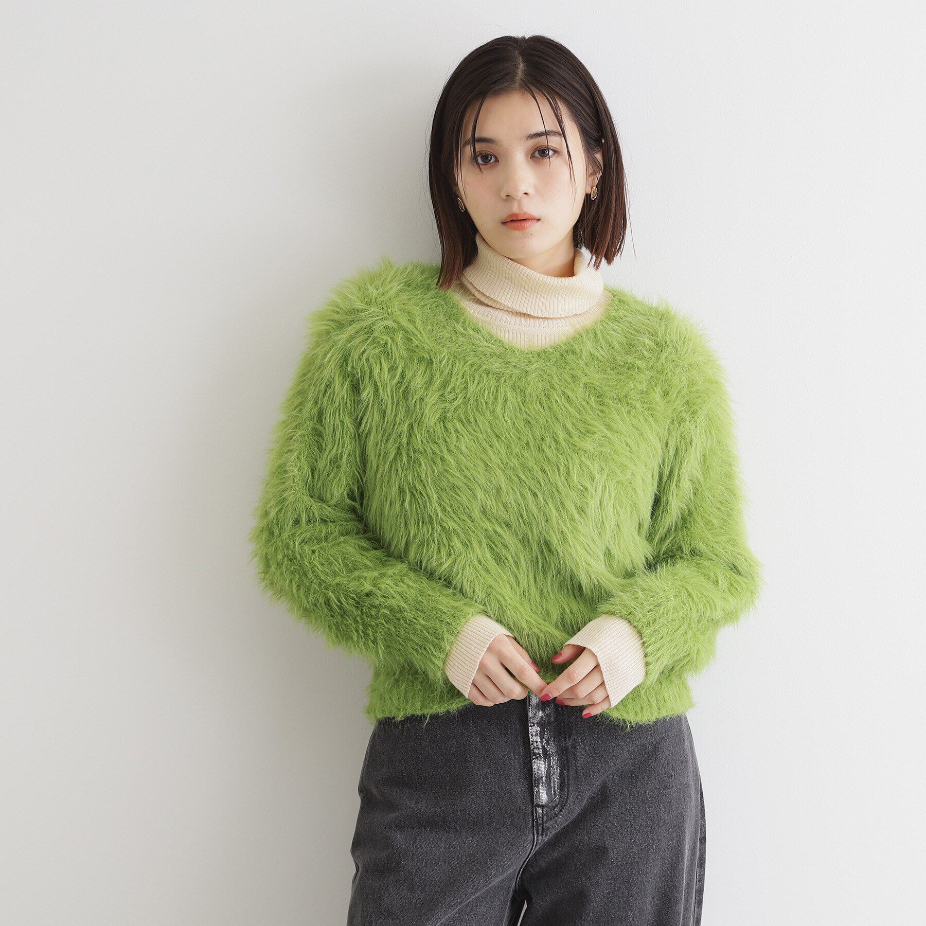 THE SHOP TK「【＠BAILA掲載】【前後2WAY】クリアフェザーニット/洗える」|ニット・セーター|ｸﾞﾘｰﾝ(025)