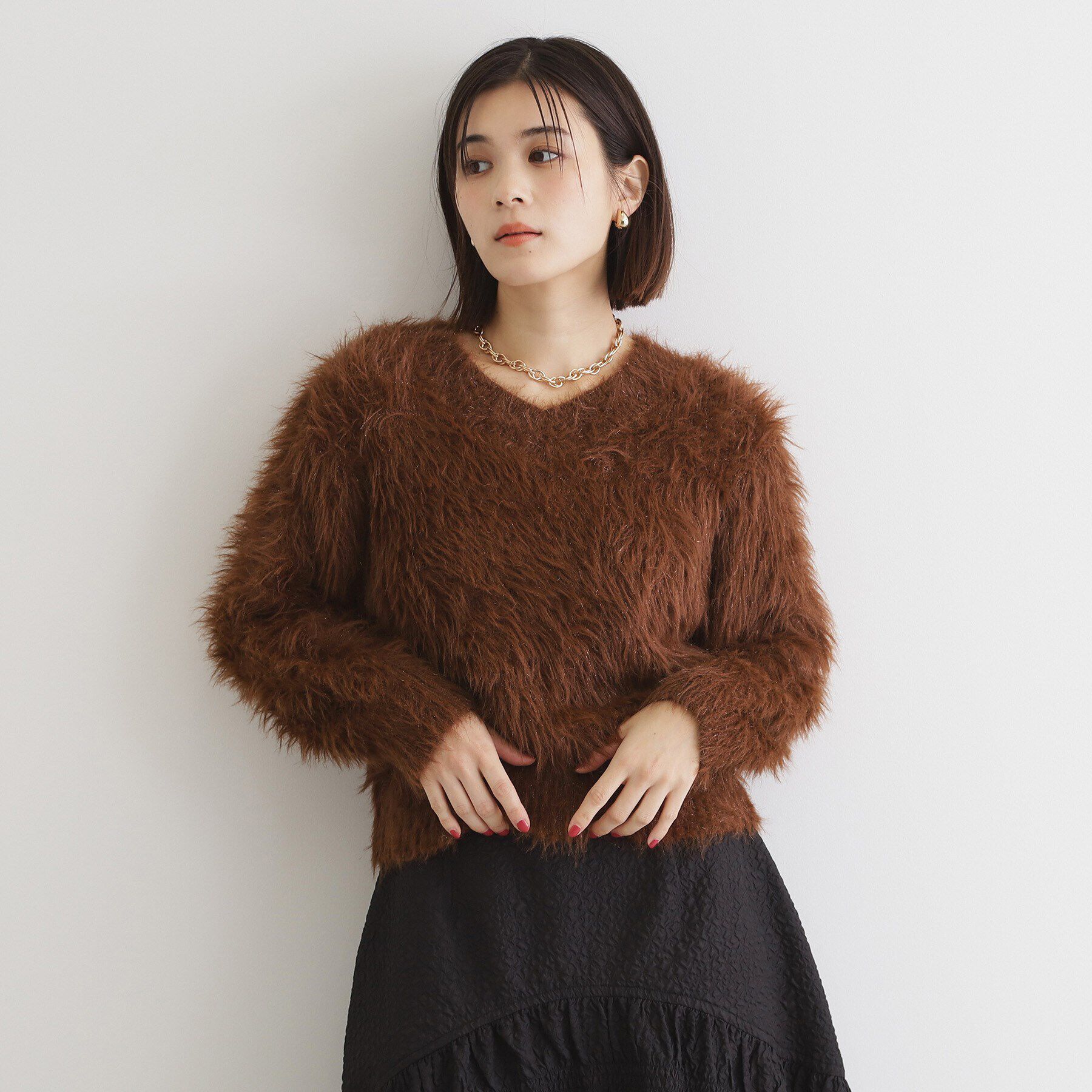 THE SHOP TK「【＠BAILA掲載】【前後2WAY】クリアフェザーニット/洗える」|ニット・セーター|ﾌﾞﾗｳﾝ(043)