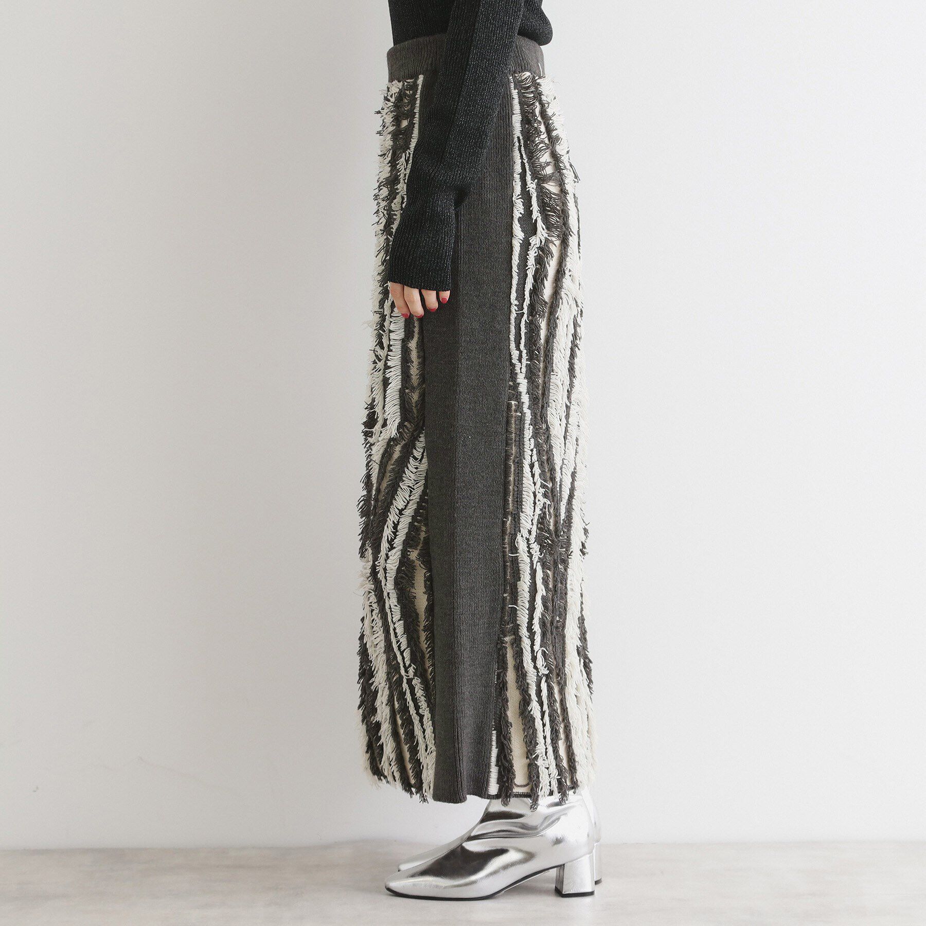 THE SHOP TK「【セットアップ可】フリンジニットスカート/洗える」|スカート|