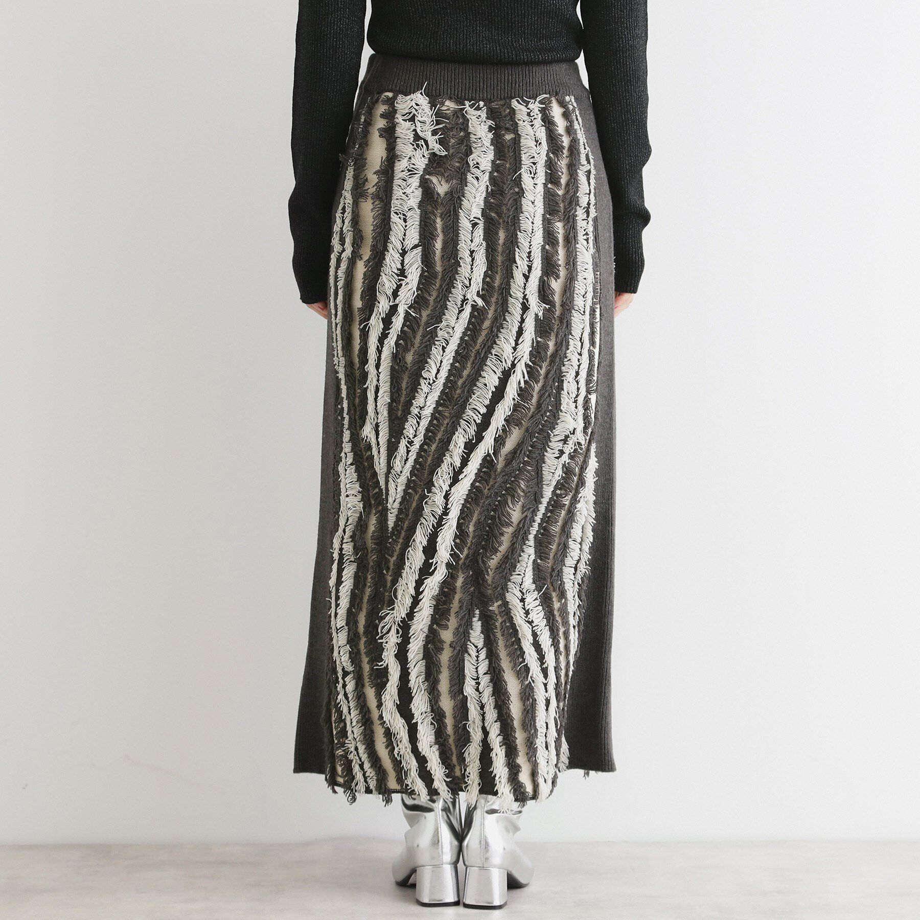 THE SHOP TK「【セットアップ可】フリンジニットスカート/洗える」|スカート|