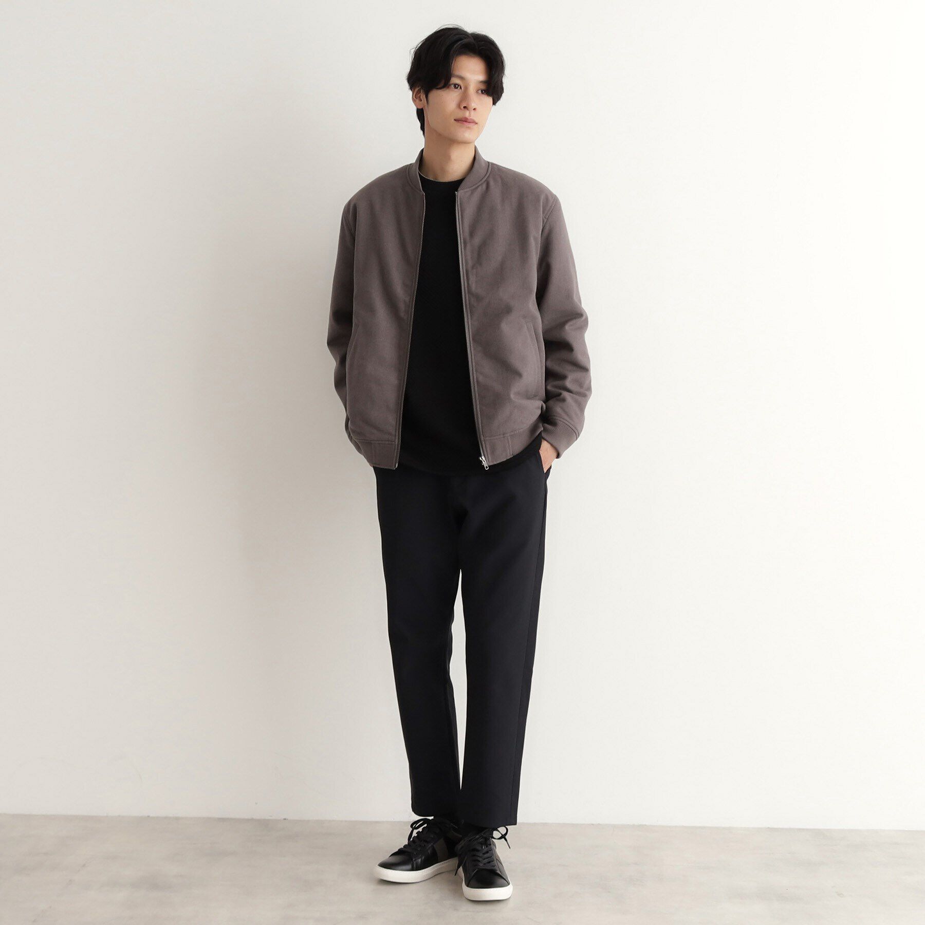 THE SHOP TK「シャークスキン薄中綿リブブルゾン」|ブルゾン・スタジャン|