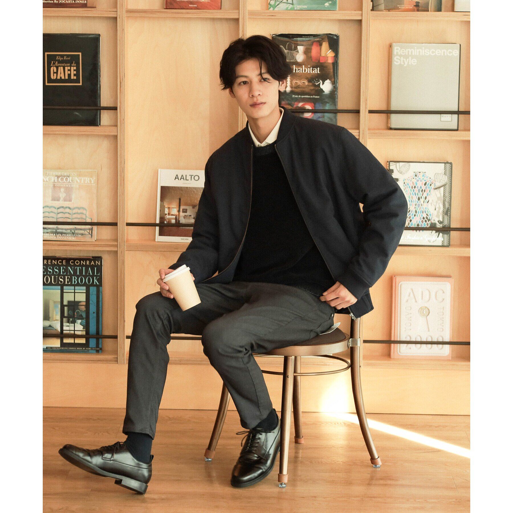 THE SHOP TK「シャークスキン薄中綿リブブルゾン」|ブルゾン・スタジャン|