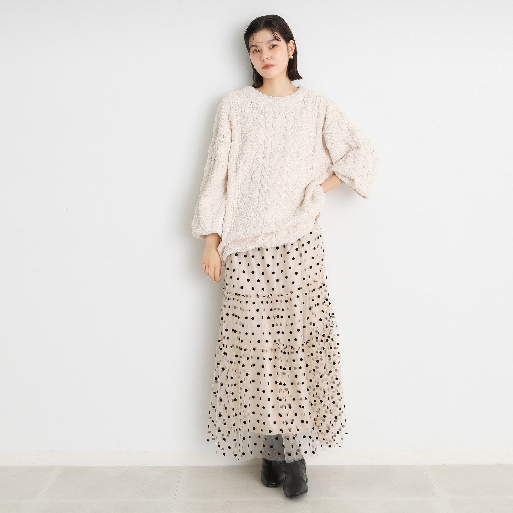 THE SHOP TK「チュールドットスカート【洗える】」|スカート|