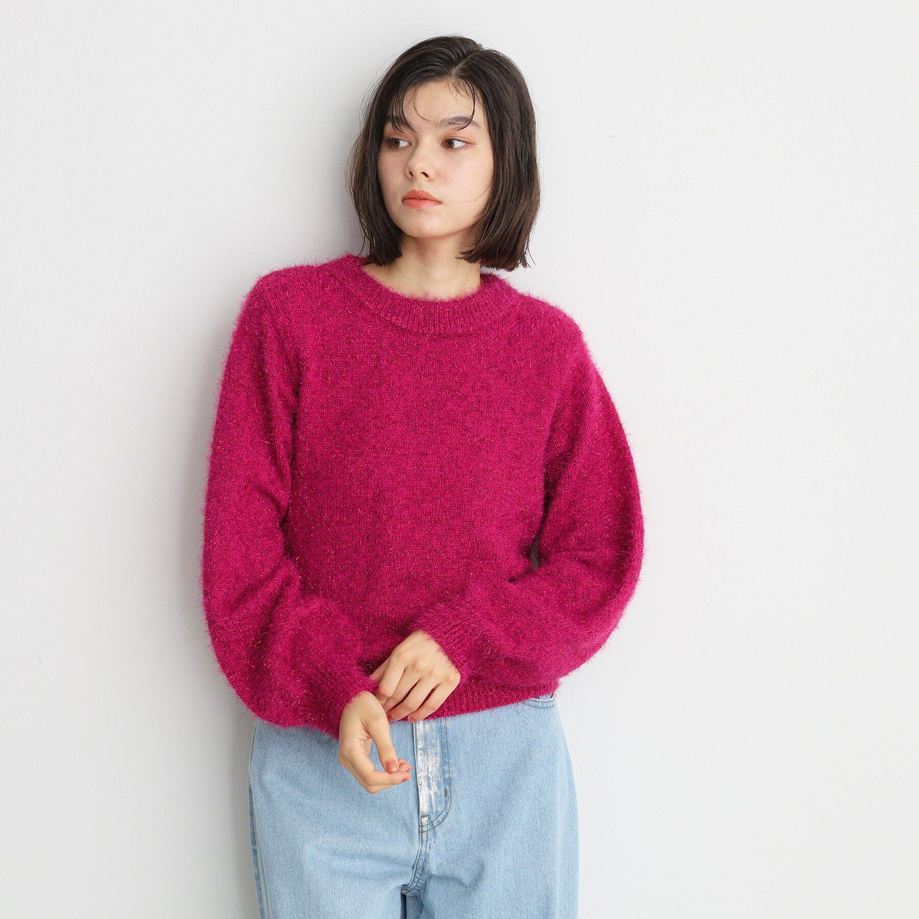 THE SHOP TK「シャイニーフェザーニット【洗える】」|ニット・セーター|ピンク(074)