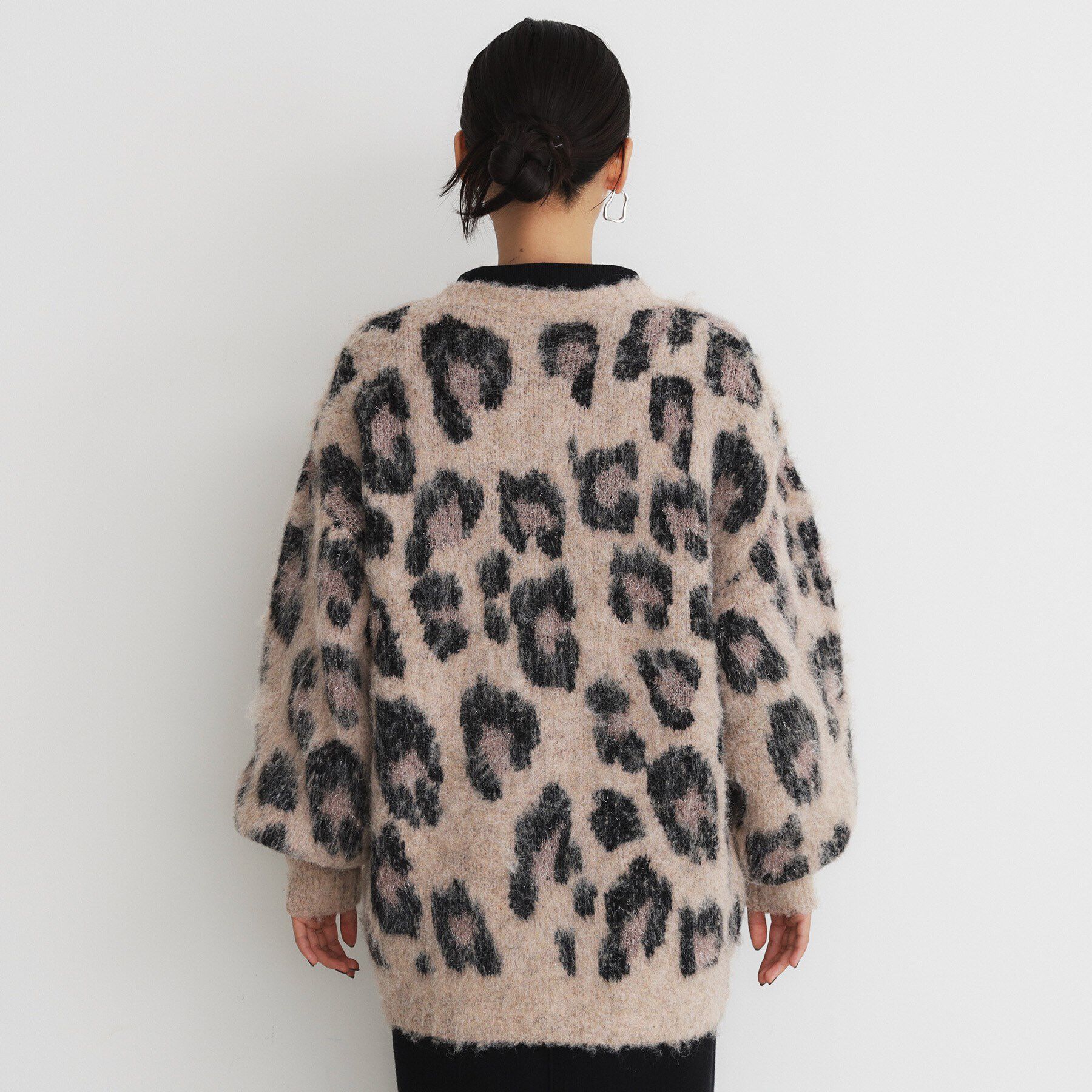 THE SHOP TK「起毛ヒョウ柄Vネックカーディガン」|カーディガン|