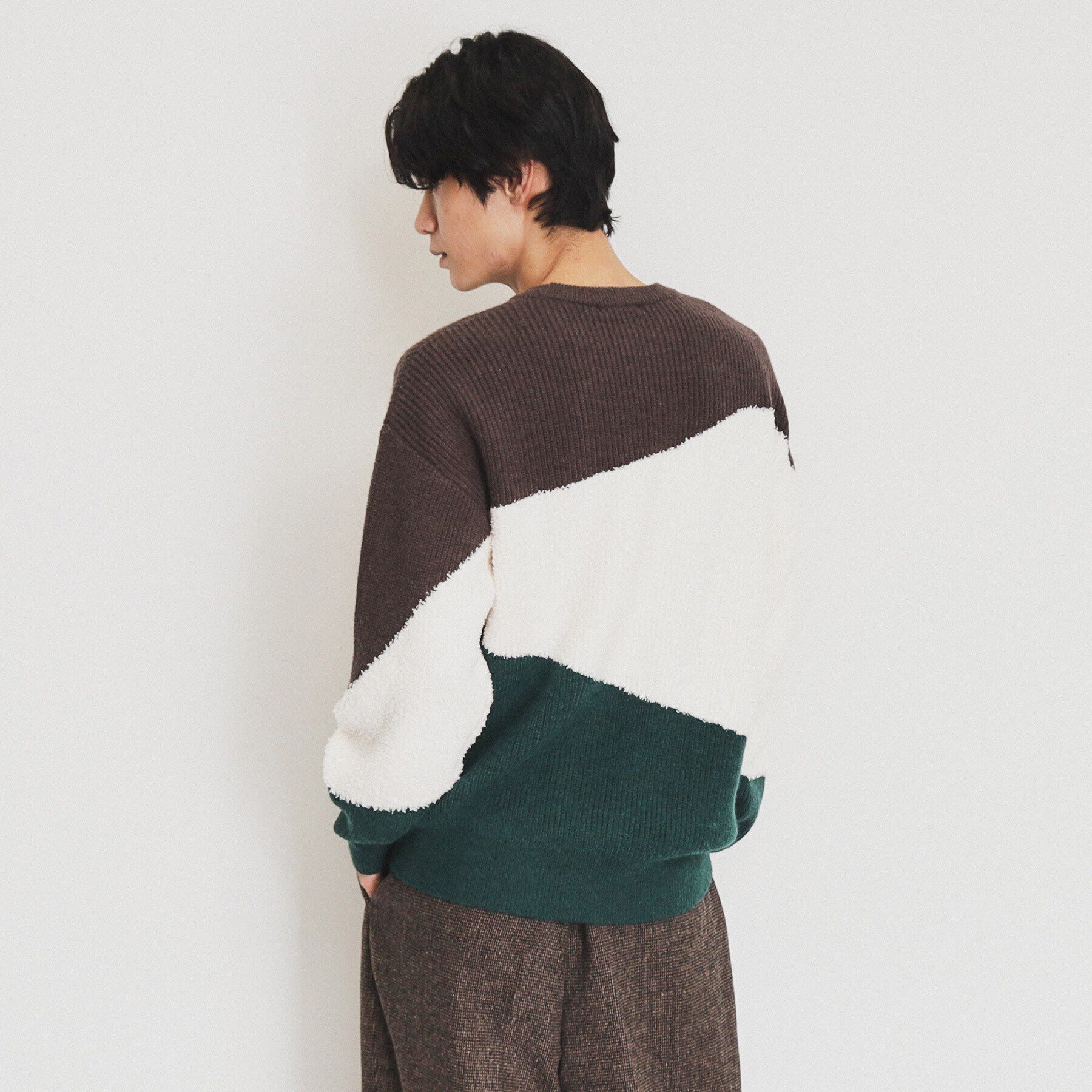THE SHOP TK「フェザー切替ウェーブプルオーバー」|ニット・セーター|