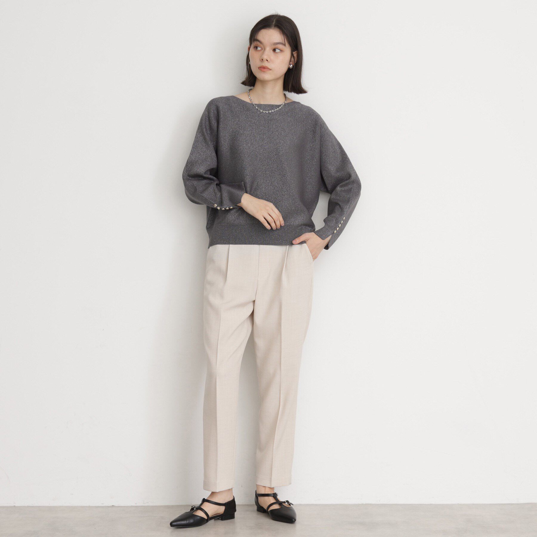 THE SHOP TK「ドルマン袖釦ニット【洗濯機OK】」|ニット・セーター|