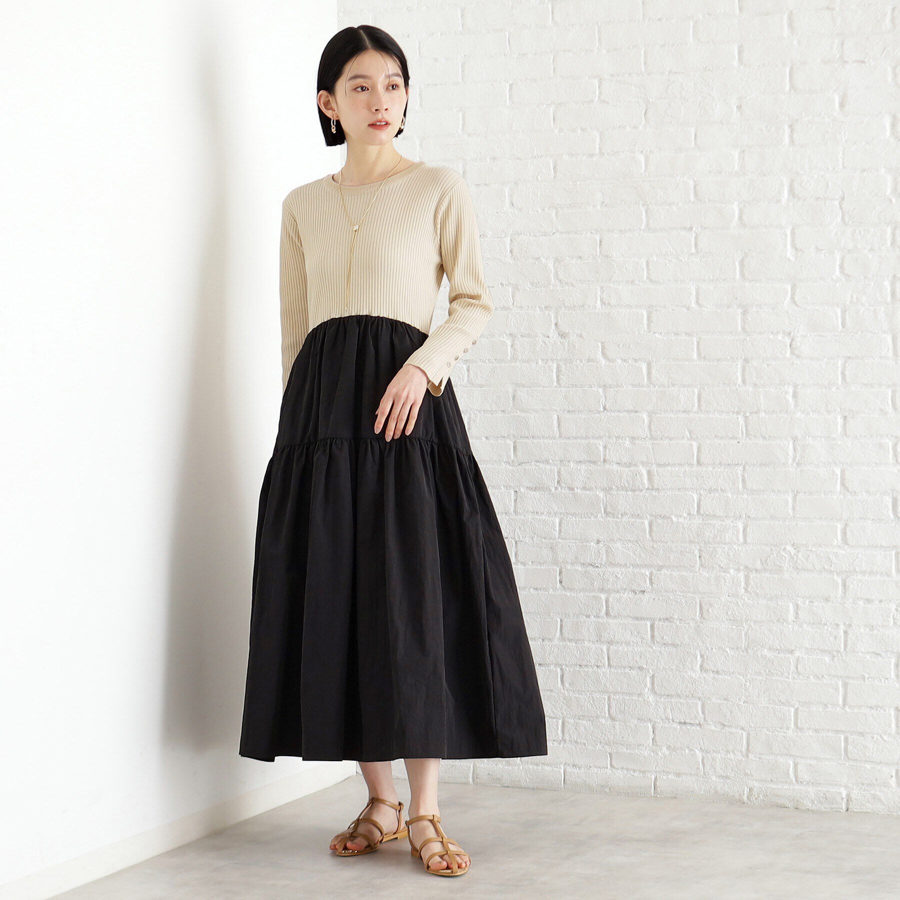 THE SHOP TK「ニットドッキングワンピース【洗える】」|ワンピース|オフホワイト(503