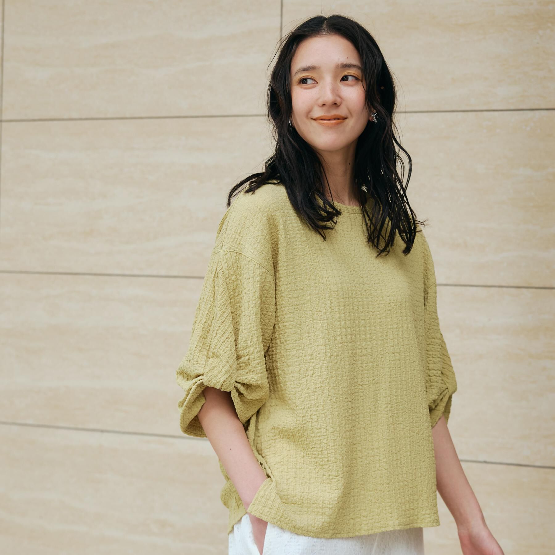 THE SHOP TK「ポコポコ袖タックプルオーバー【洗濯機OK】」|Tシャツ・カットソー|