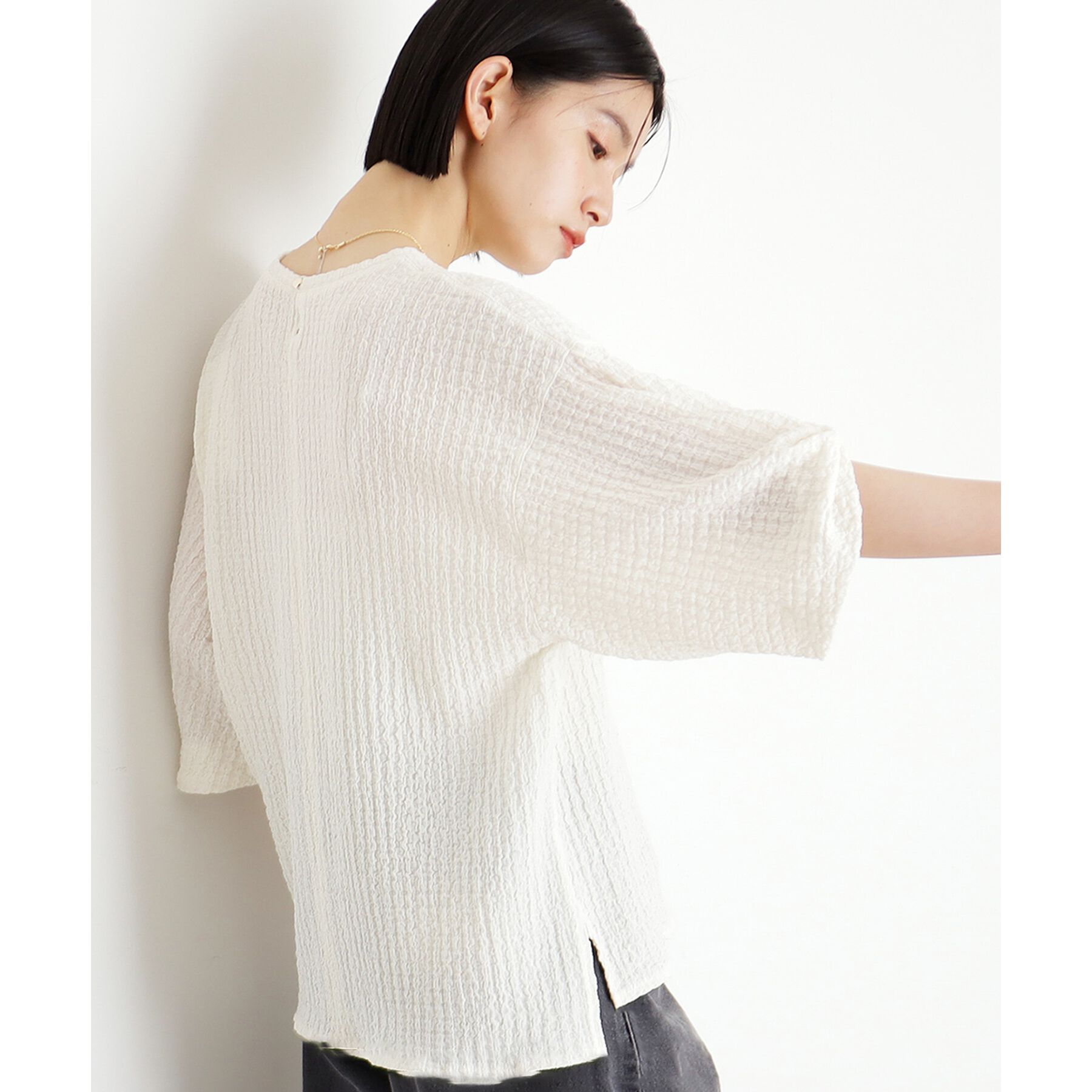 THE SHOP TK「ポコポコ袖タックプルオーバー【洗濯機OK】」|Tシャツ・カットソー|