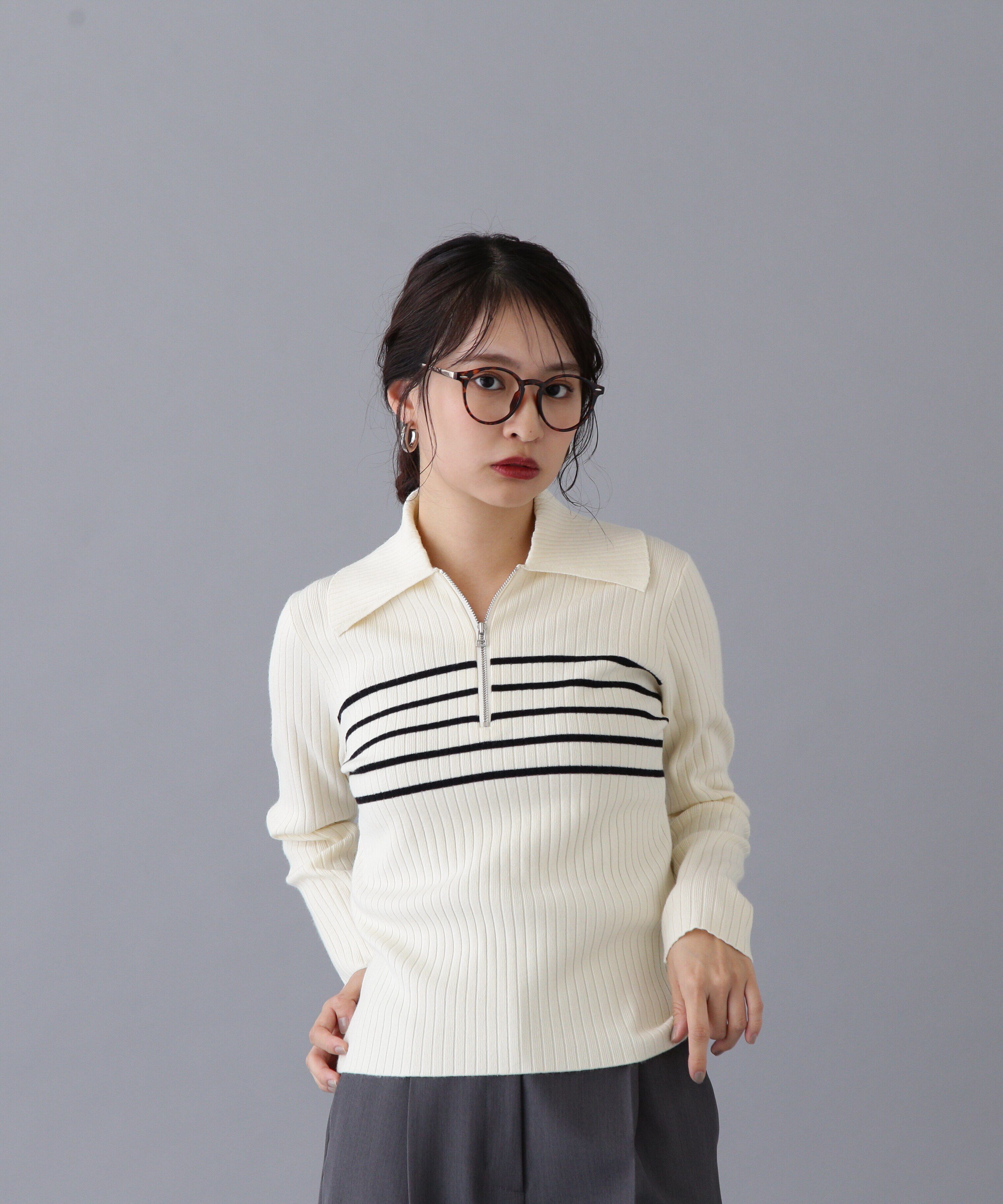  「ハーフジップニット」|ニット・セーター|オフ2