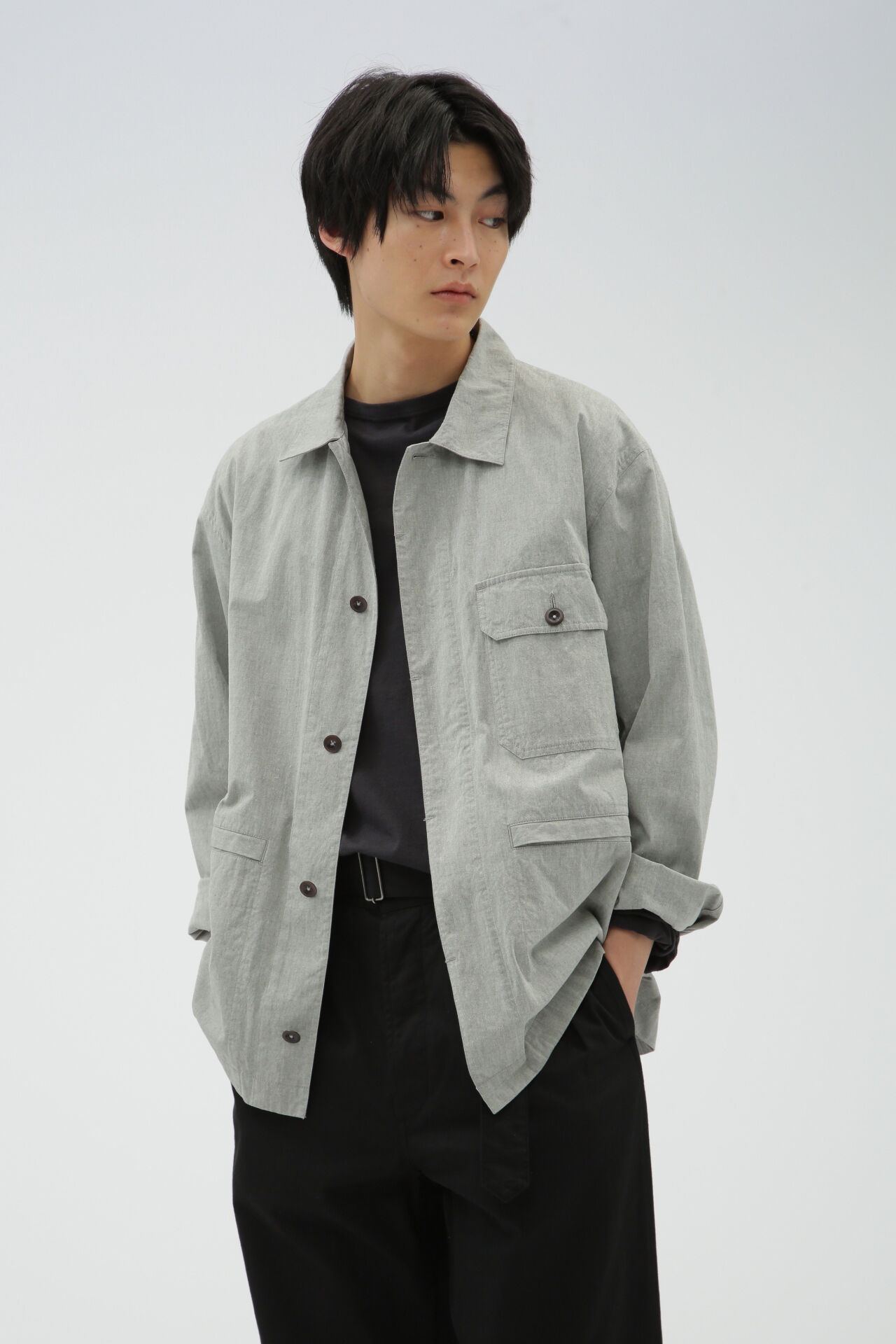 MHL.「OVERDYE MELANGE COTTON LINEN」|ブルゾン・スタジャン|GREY