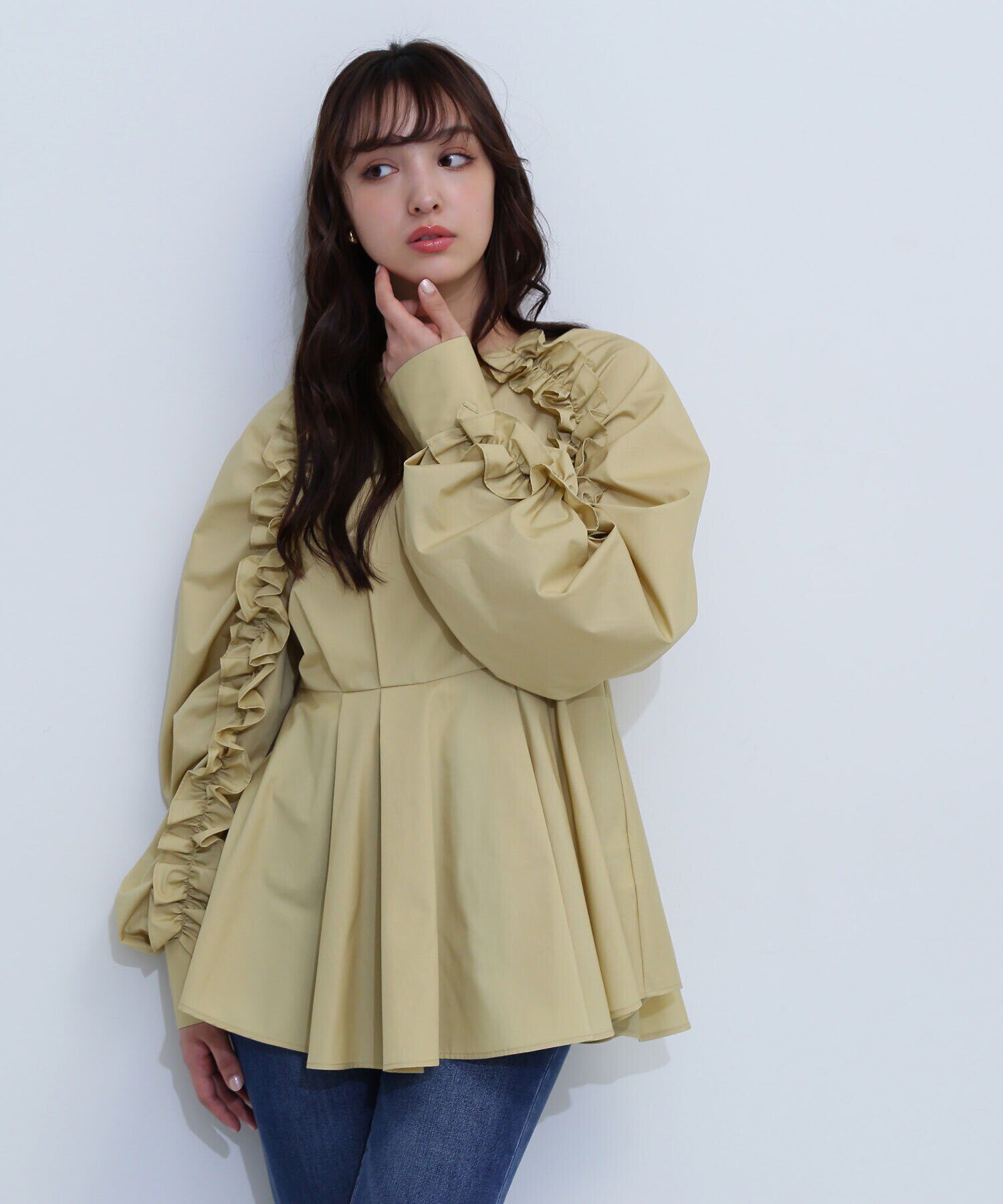  「フリルスリーブペプラムブラウス　24AW」|シャツ・ブラウス|