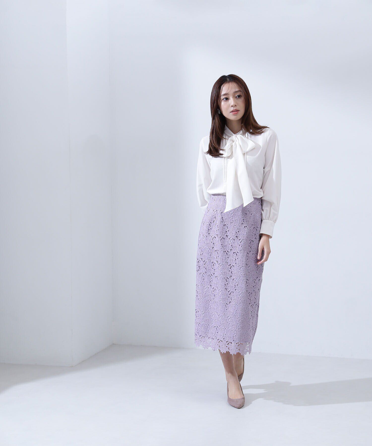  「タイ付デザインタックブラウス」|シャツ・ブラウス|