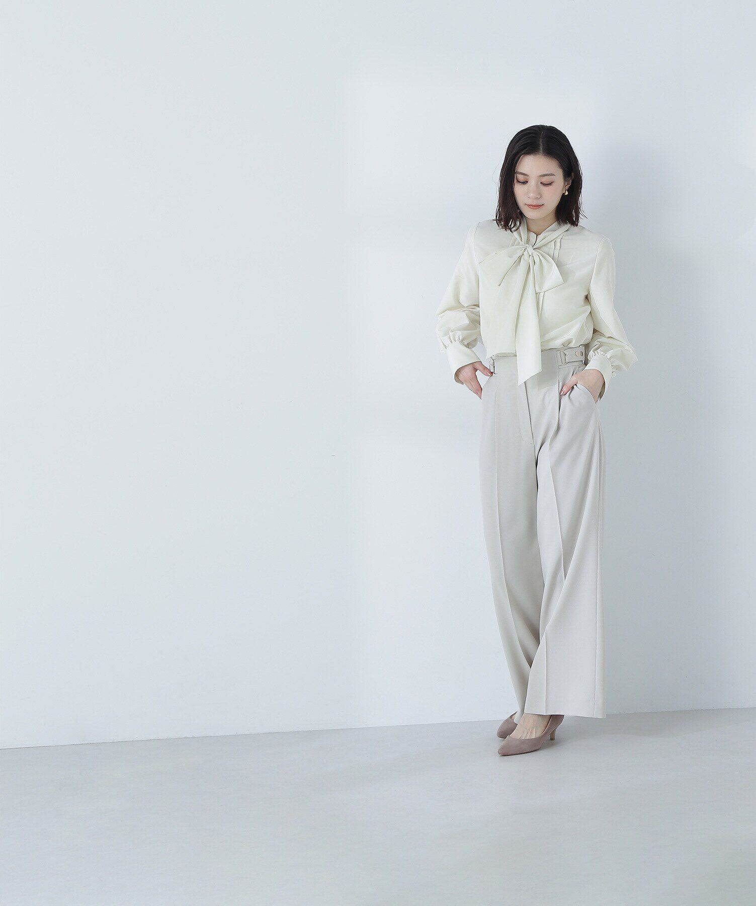  「タイ付デザインタックブラウス」|シャツ・ブラウス|