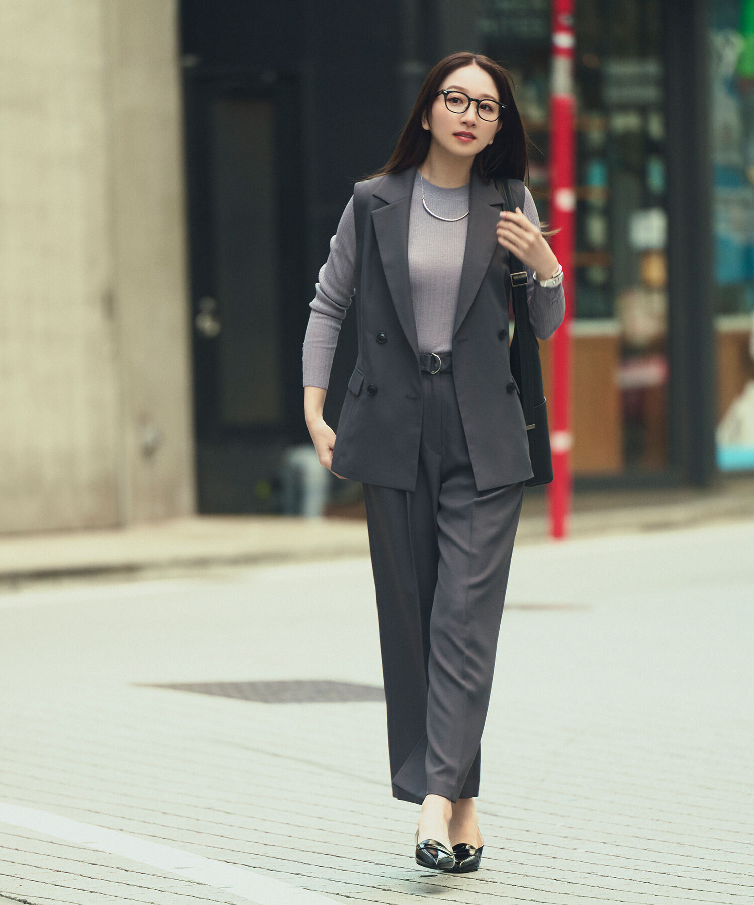  「リラクシーツイルシリーズ ダブルブレストテーラードジレ」|ブルゾン・スタジャン|