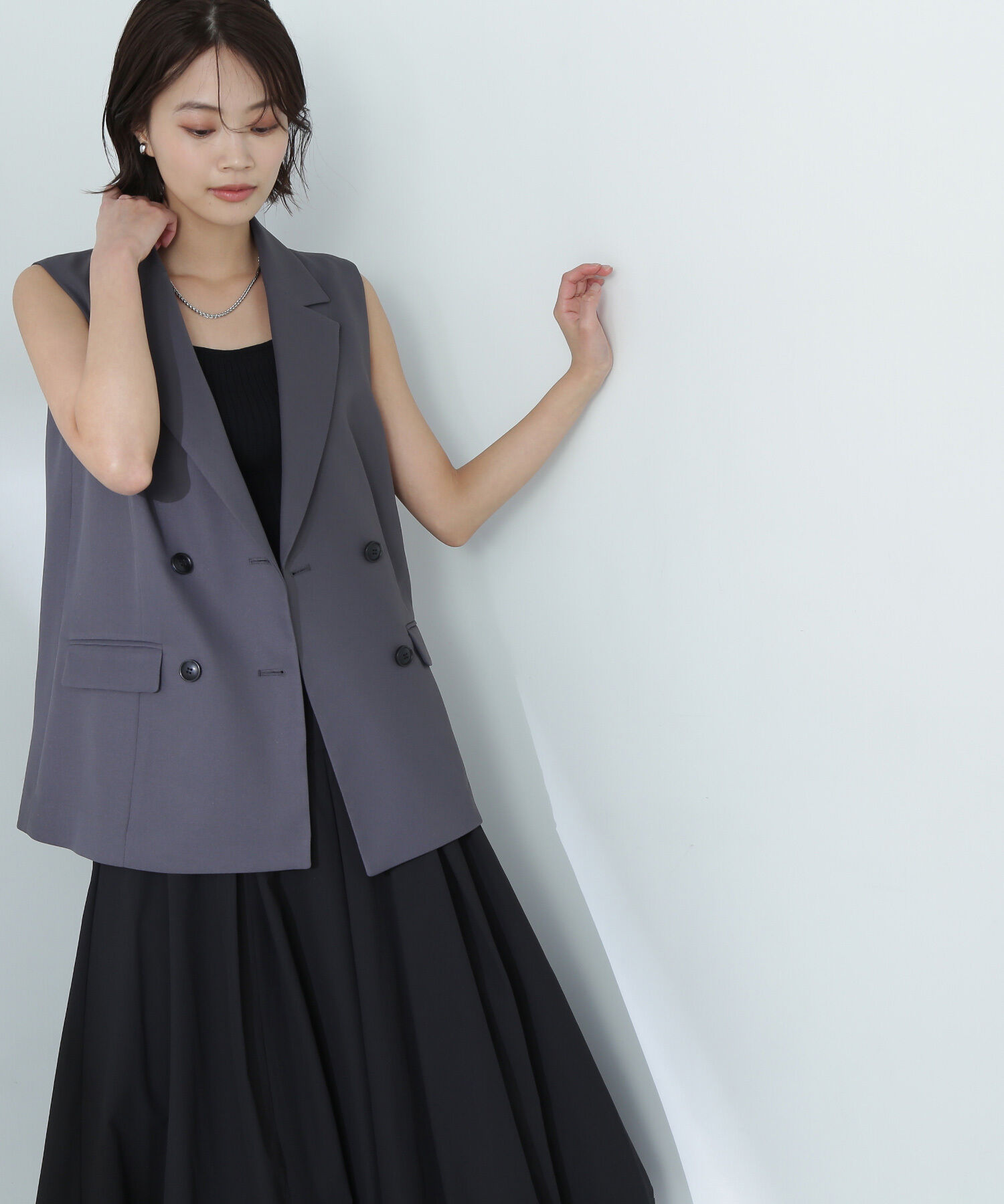  「リラクシーツイルシリーズ ダブルブレストテーラードジレ」|ブルゾン・スタジャン|