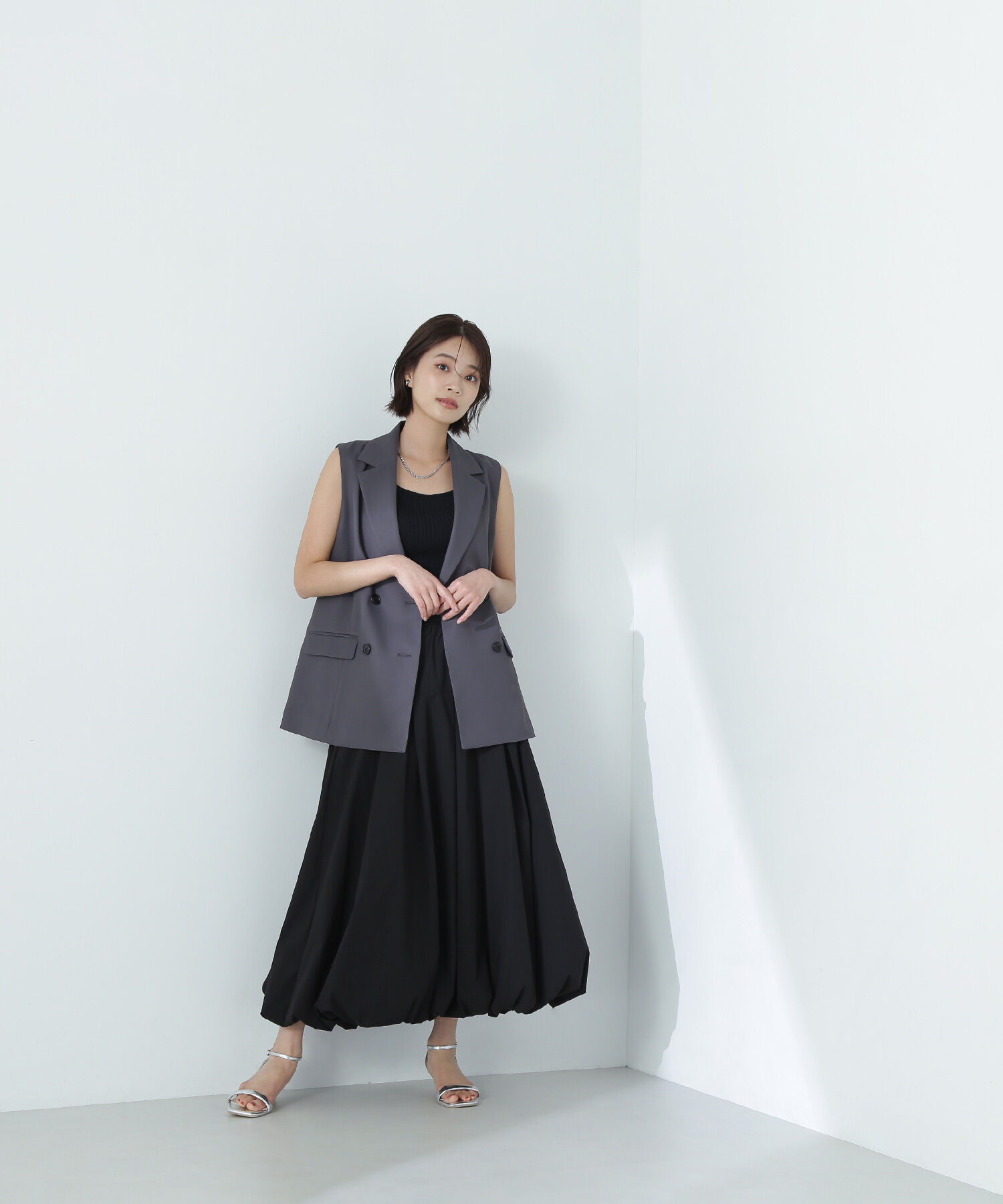  「リラクシーツイルシリーズ ダブルブレストテーラードジレ」|ブルゾン・スタジャン|