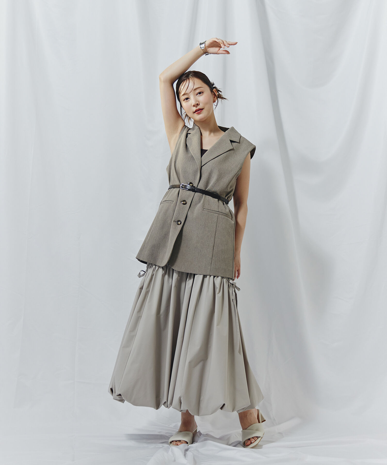  「テーラードベルテッドジレ」|ブルゾン・スタジャン|ブラウン