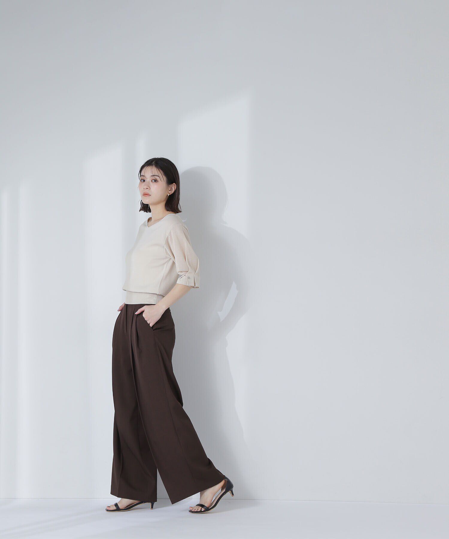  「Vネックハトメシアースリーブニット」|ニット・セーター|