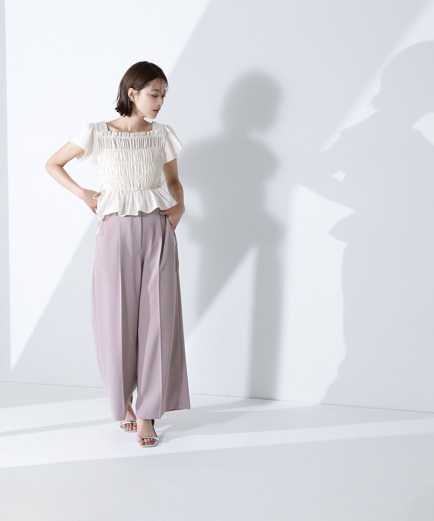  「レースアップフリルシャーリングブラウス」|シャツ・ブラウス|