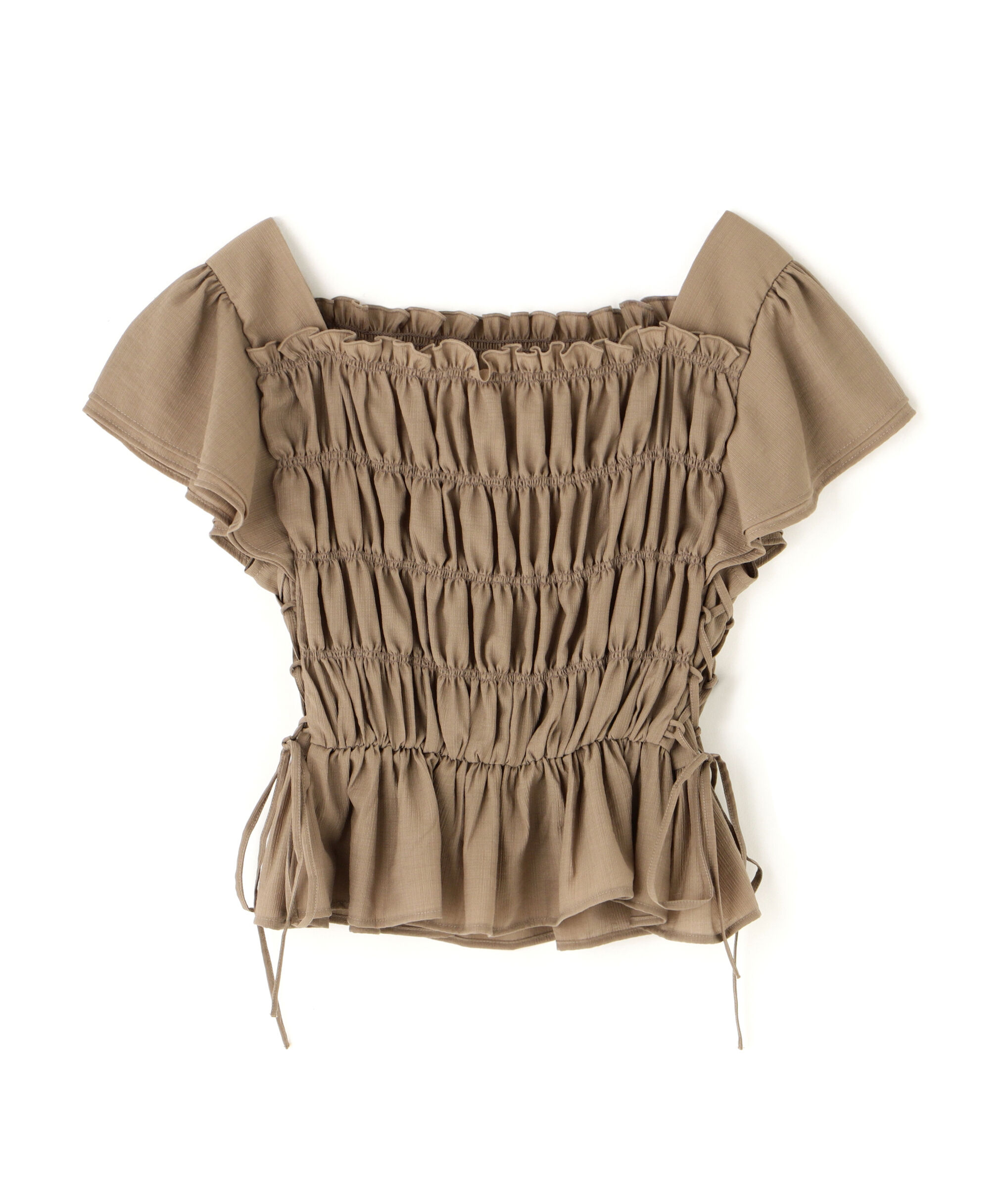  「レースアップフリルシャーリングブラウス」|シャツ・ブラウス|