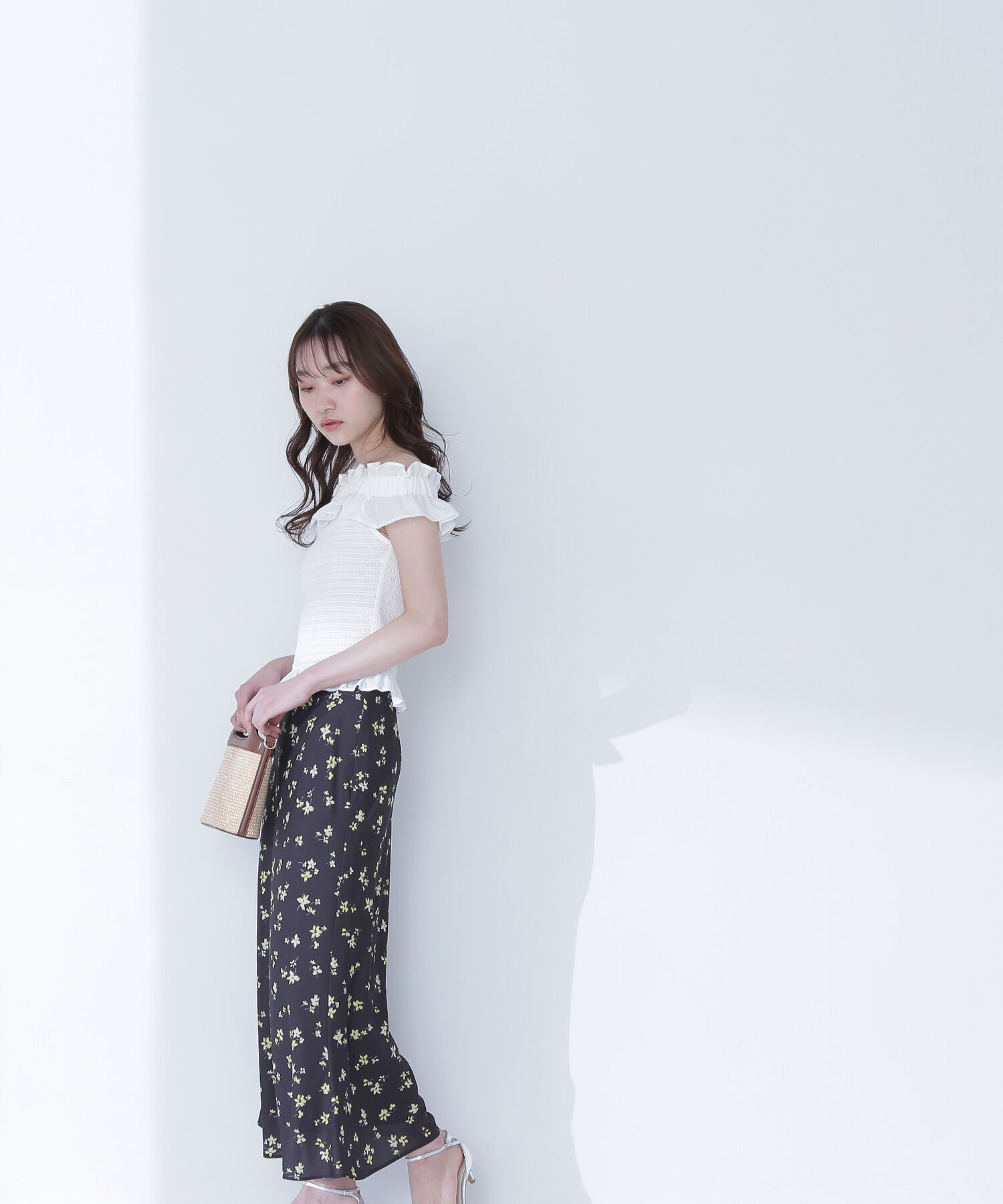  「フラワープリントナロースカート」|スカート|