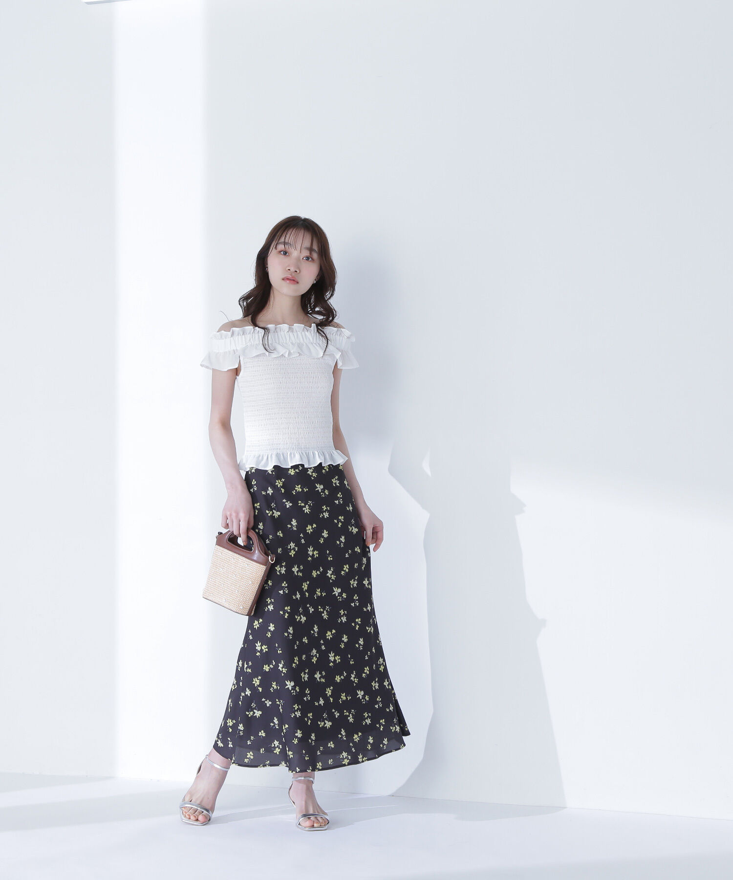  「フラワープリントナロースカート」|スカート|