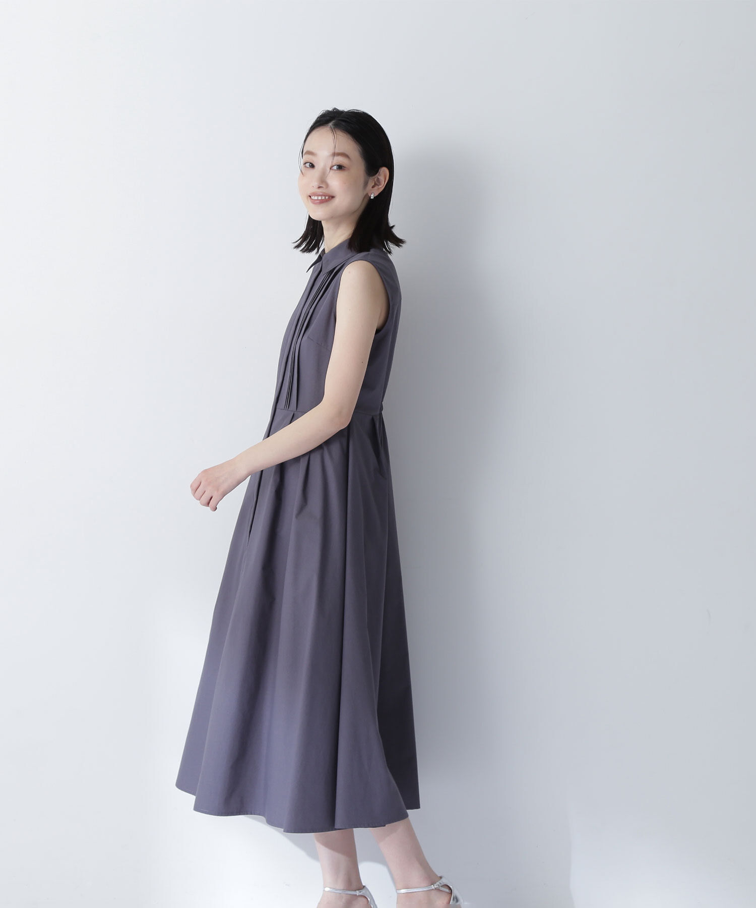  「ピンタックシャツワンピース」|ワンピース|