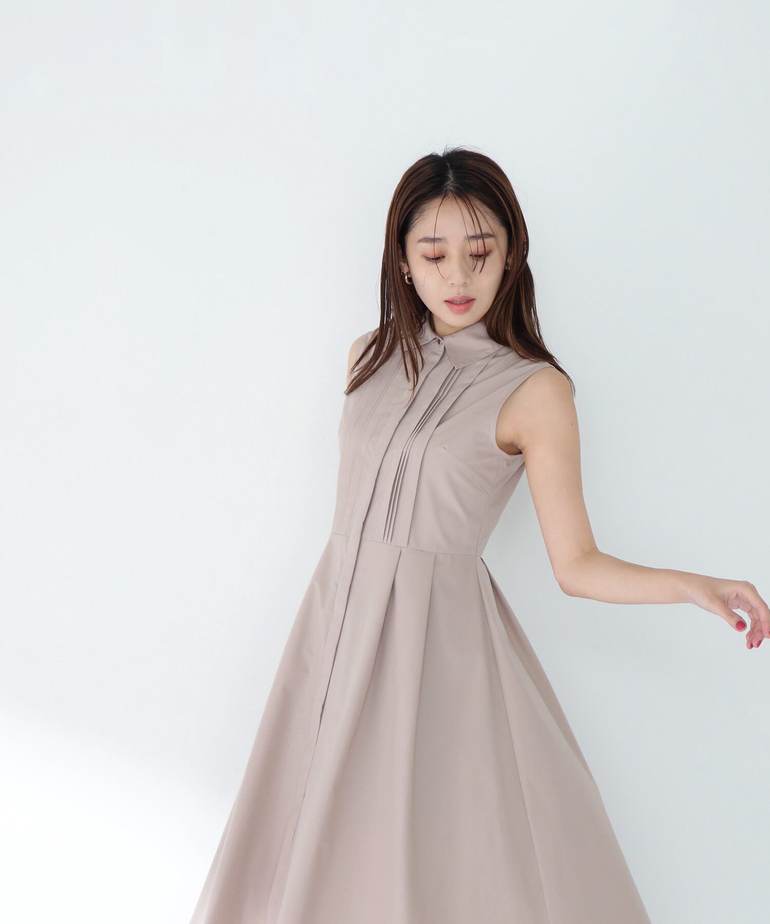  「ピンタックシャツワンピース」|ワンピース|