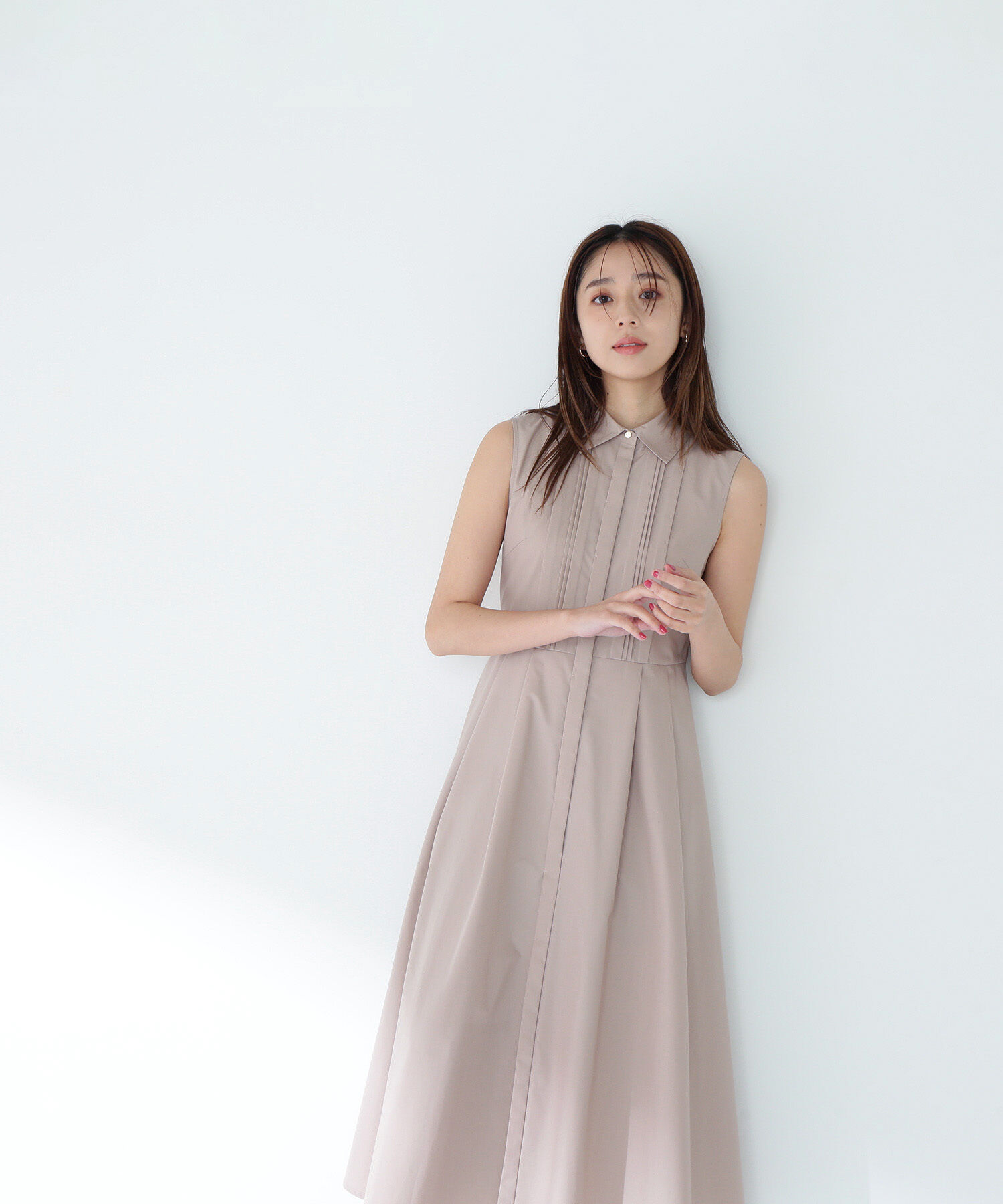  「ピンタックシャツワンピース」|ワンピース|