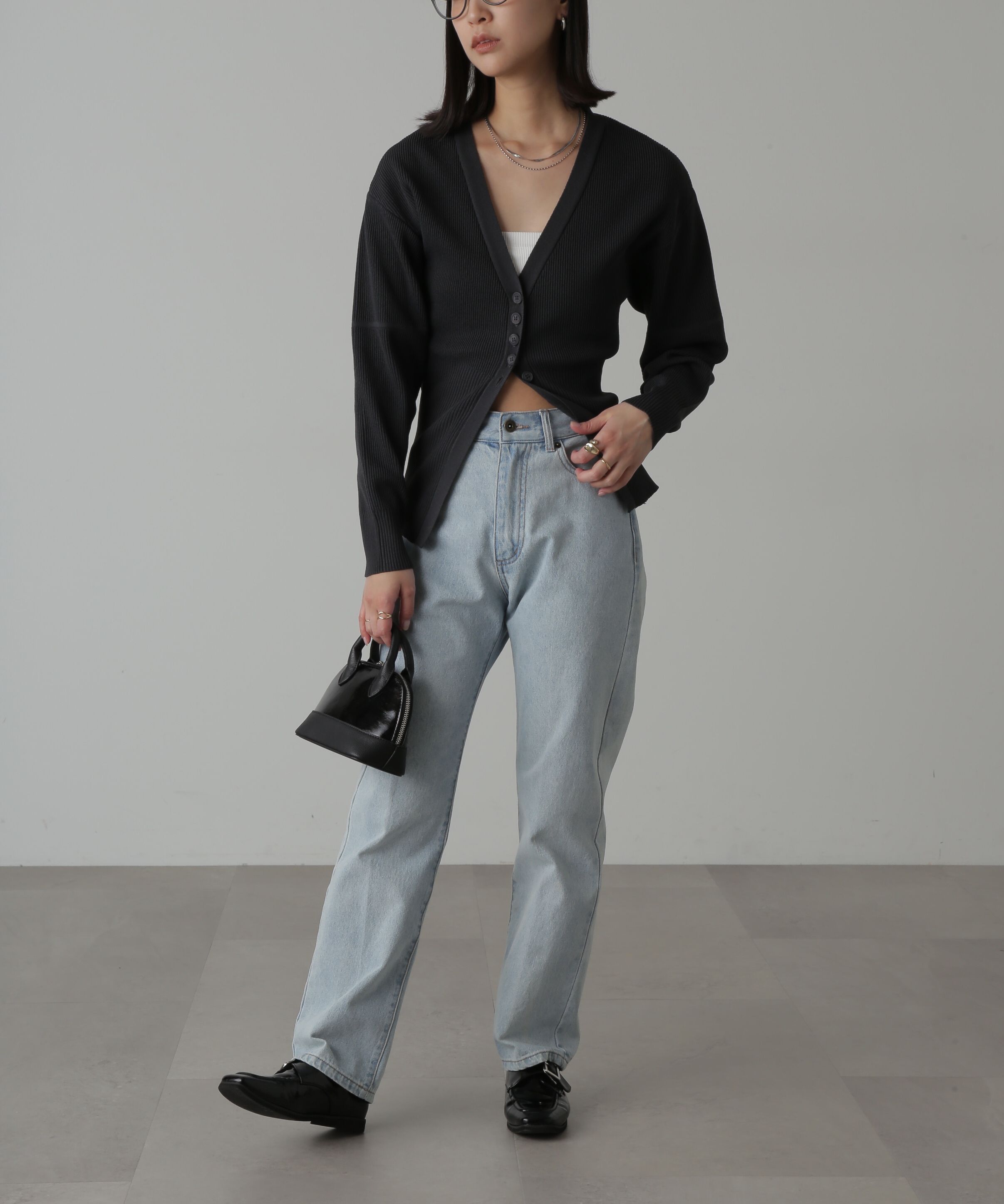  「ウエストシェイプリブニットカーディガン」|ニット・セーター|