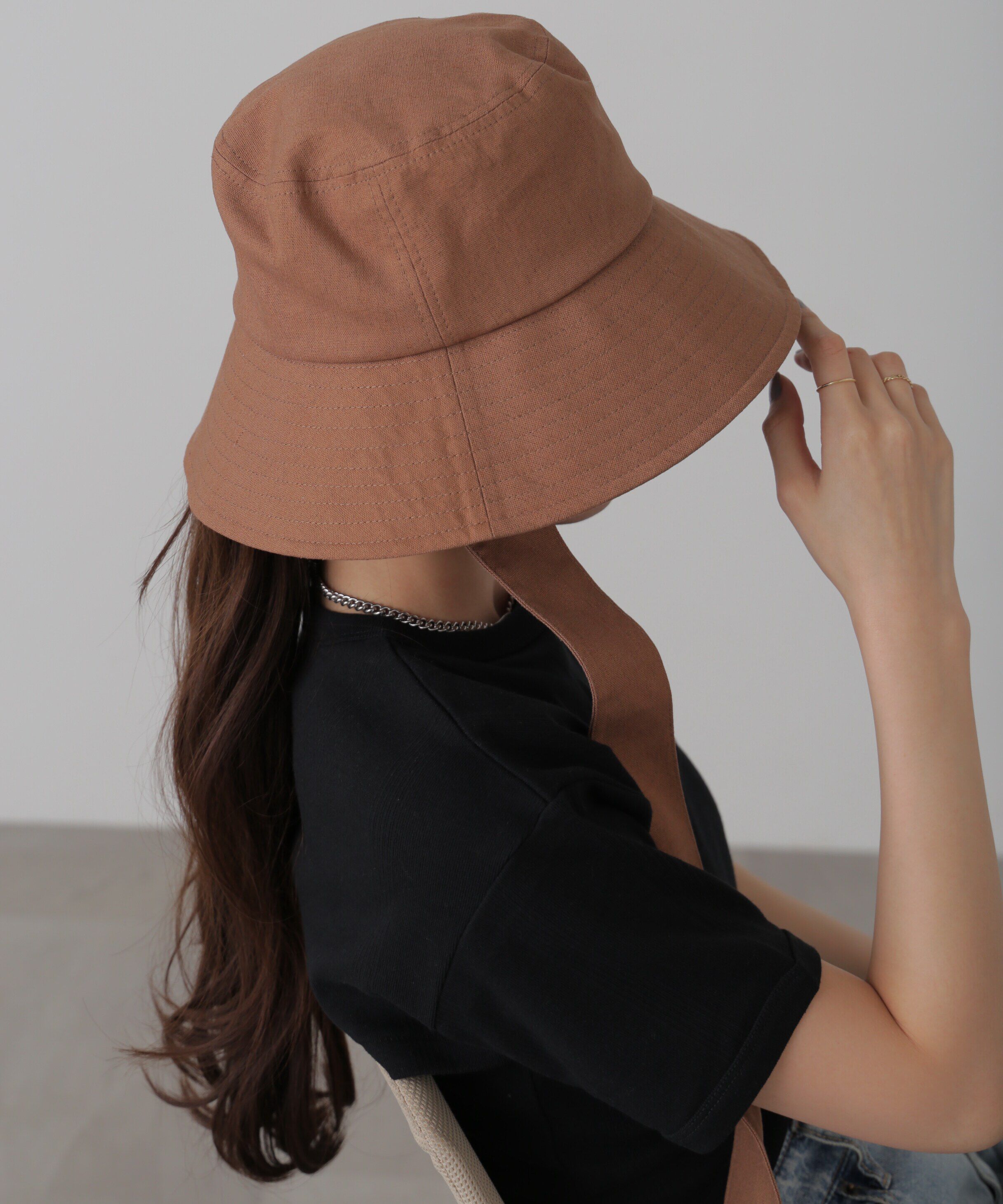  「リボン付きリネンライクバケット」|ソックス|