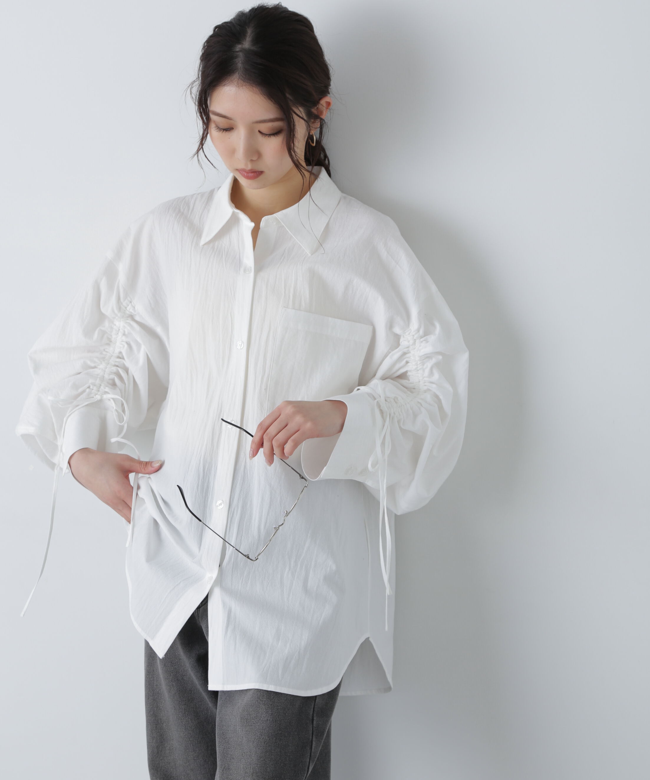  「袖シャーリングオーバーシャツ」|シャツ・ブラウス|