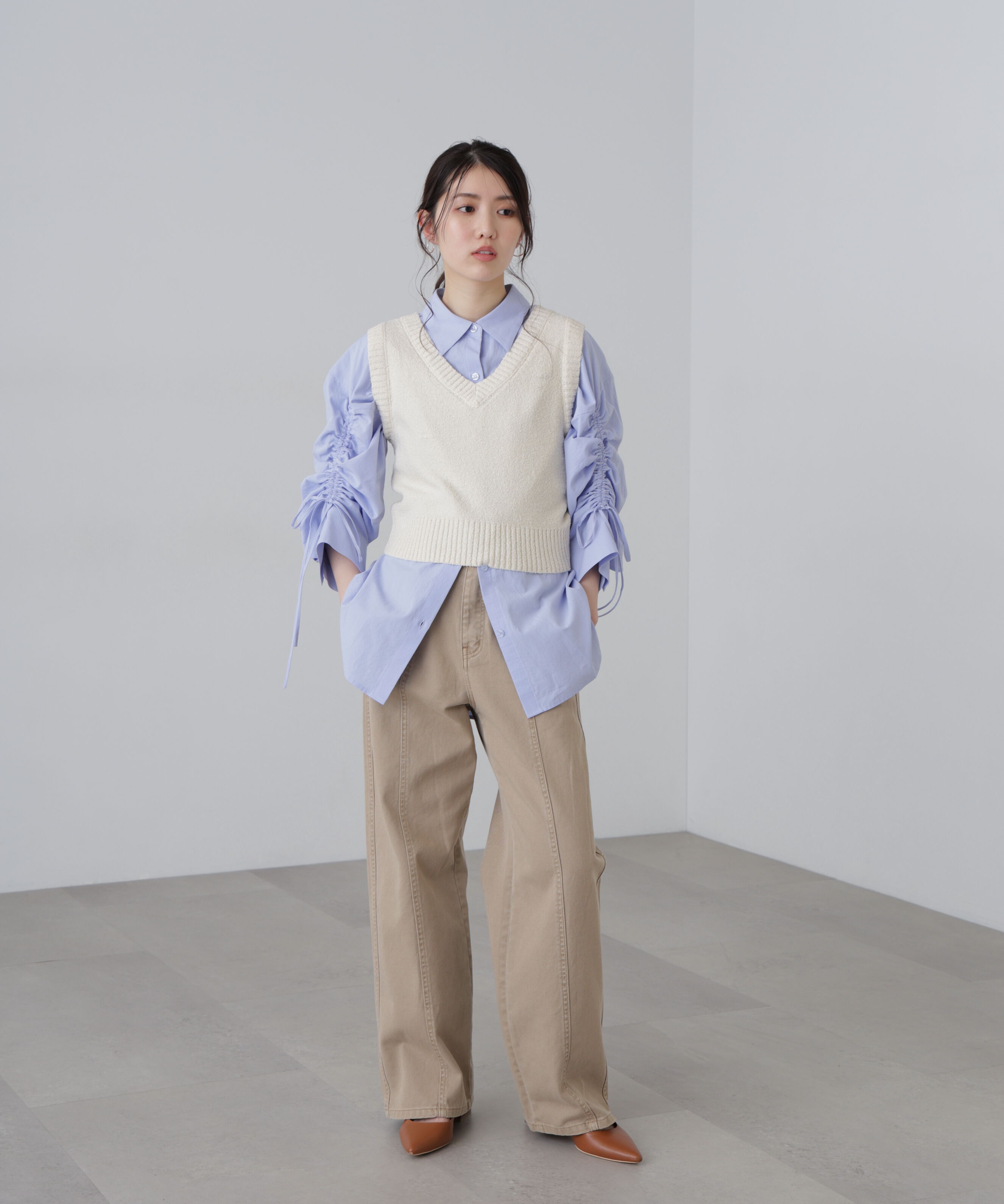  「袖シャーリングオーバーシャツ」|シャツ・ブラウス|