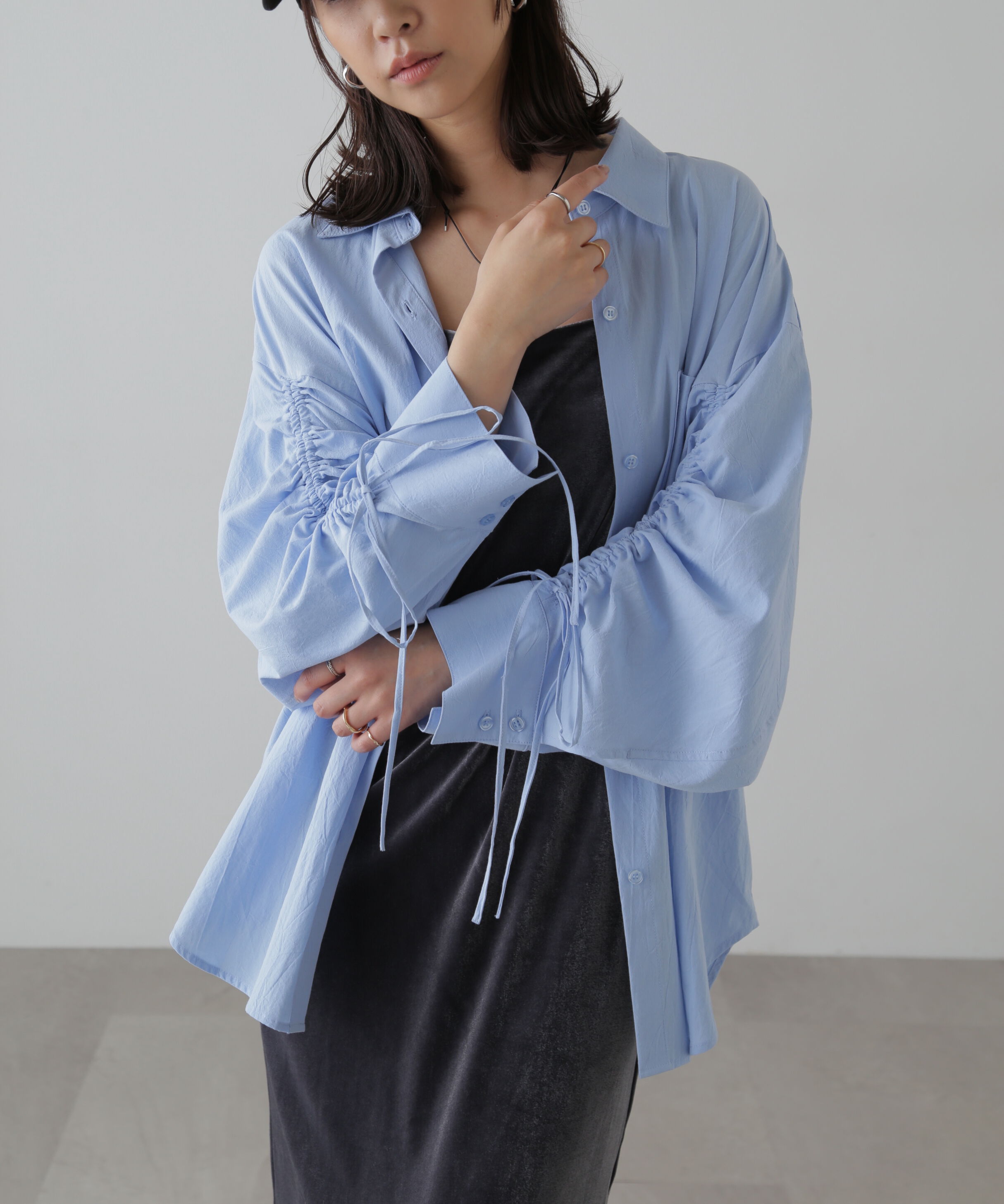  「袖シャーリングオーバーシャツ」|シャツ・ブラウス|