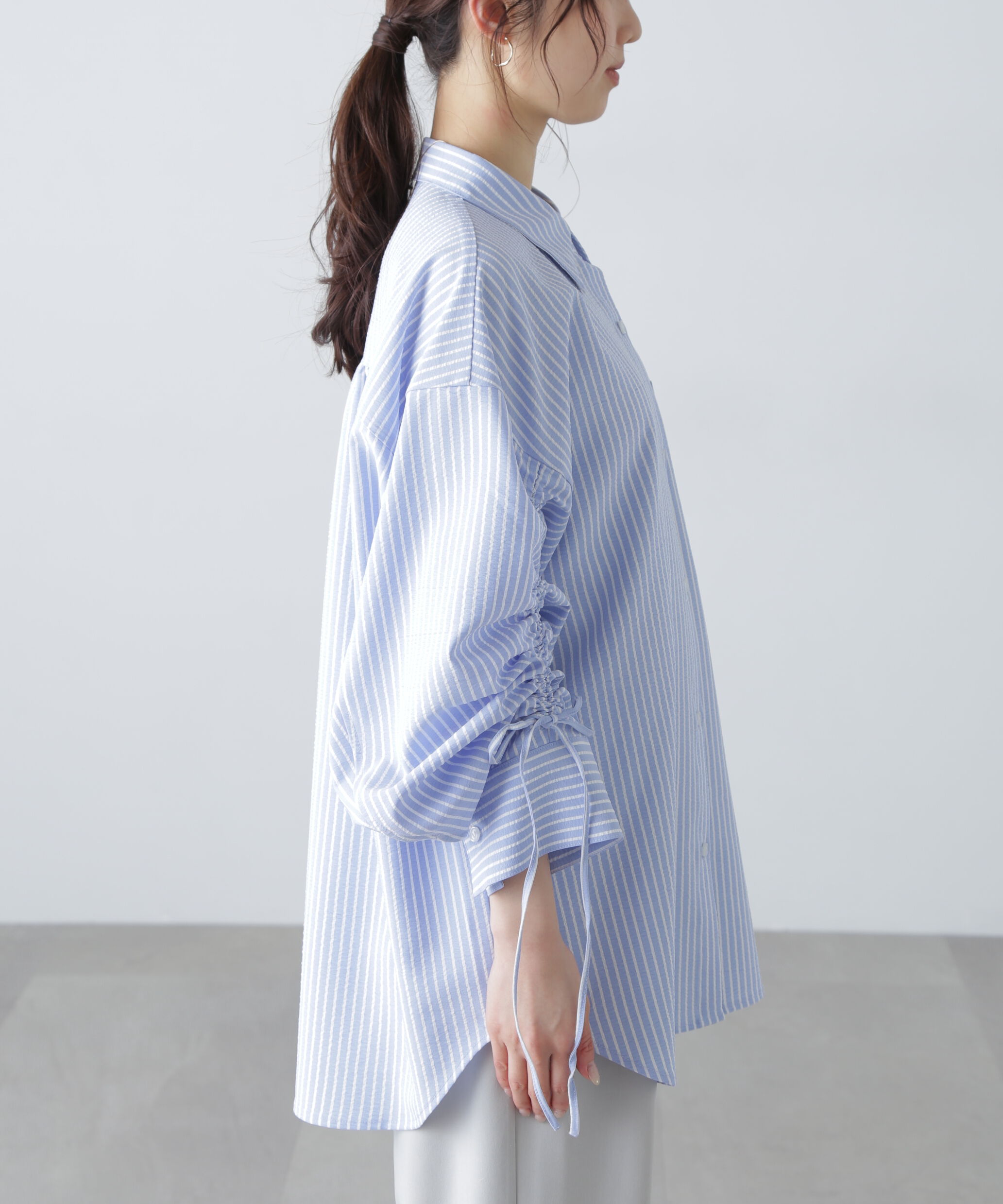  「袖シャーリングオーバーシャツ」|シャツ・ブラウス|