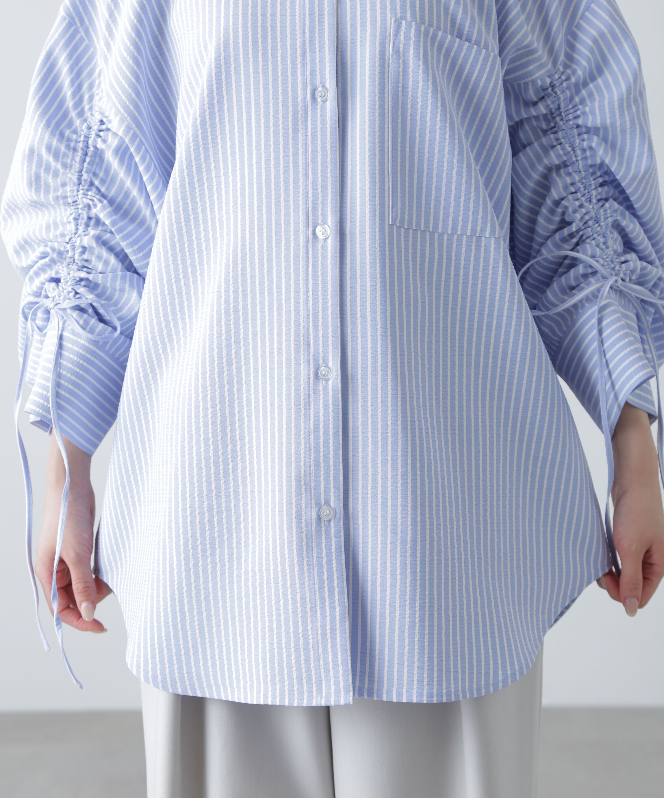  「袖シャーリングオーバーシャツ」|シャツ・ブラウス|